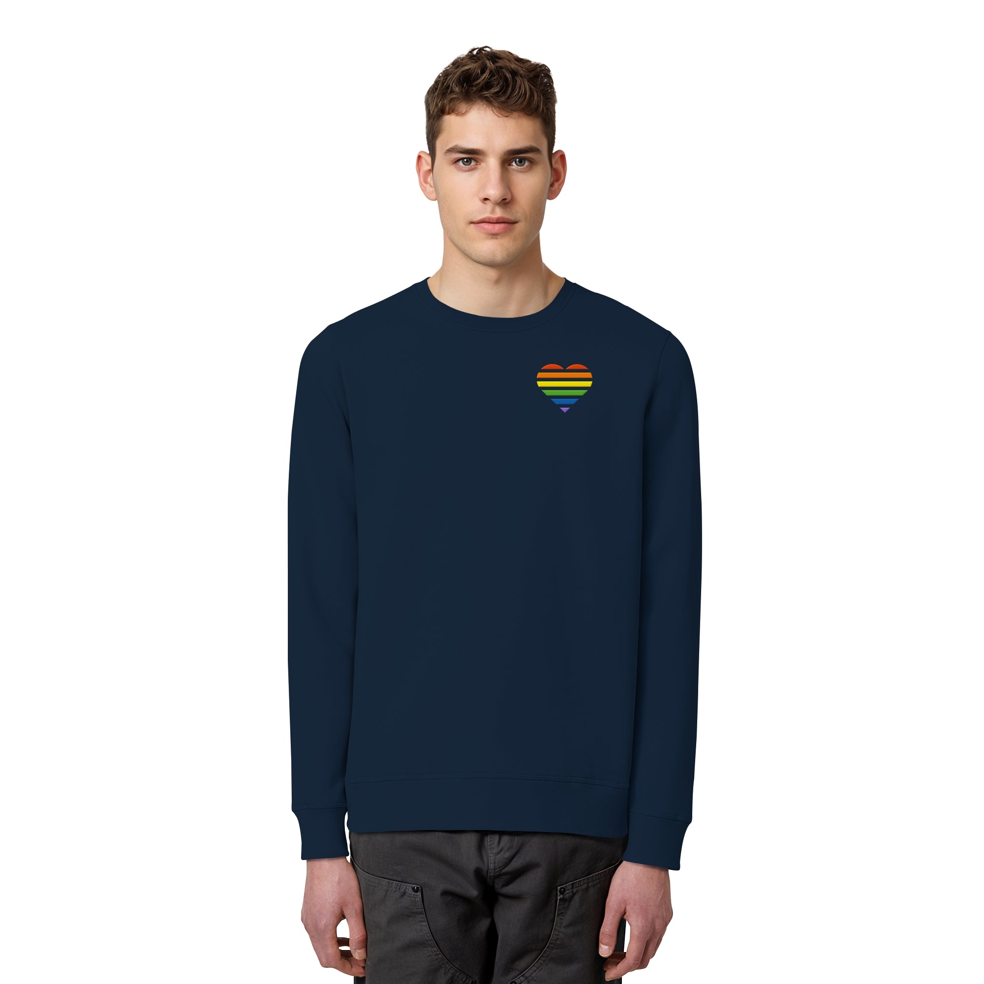 Organic Basic Sweatshirt - Pride Flag Herz Stick