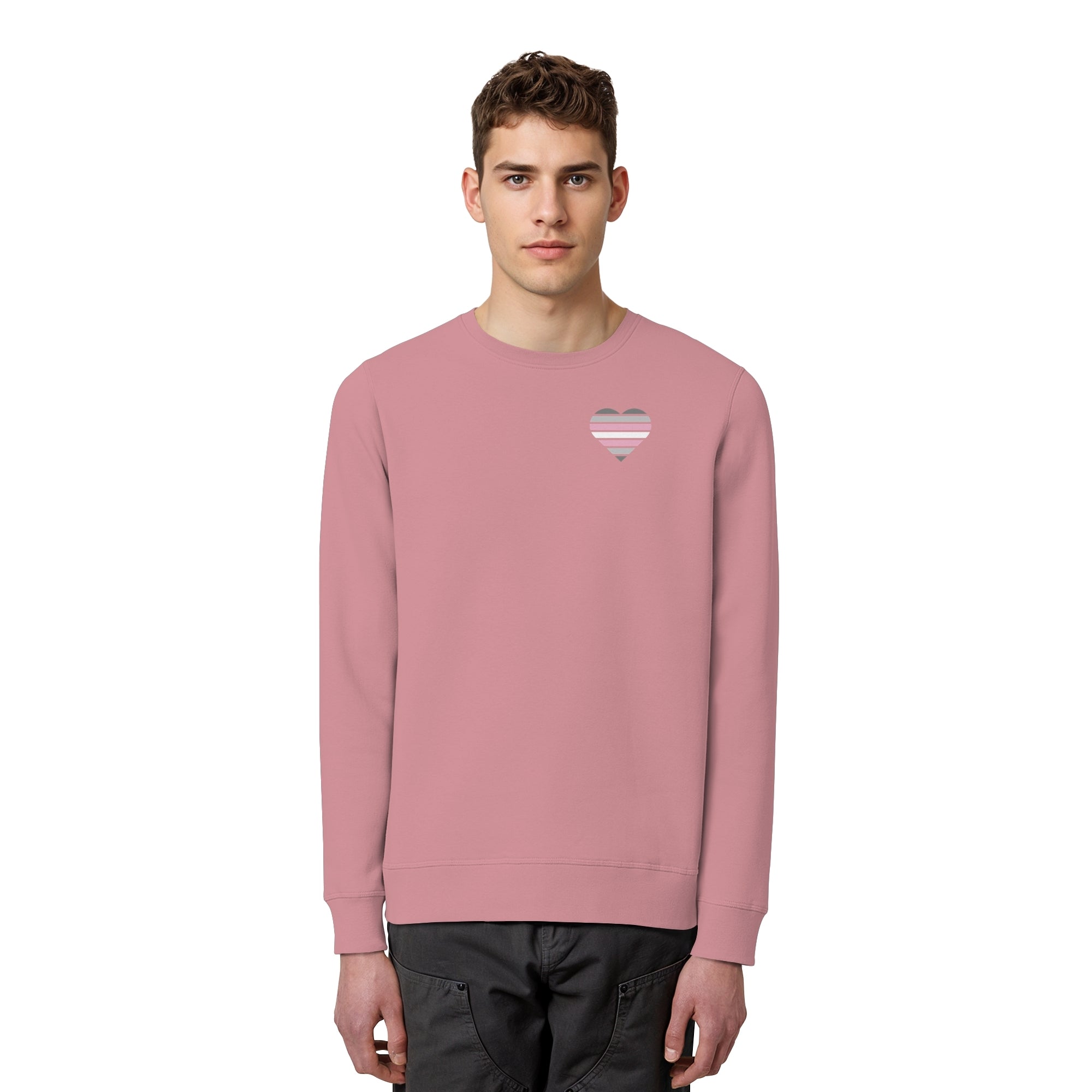 Organic Basic Sweatshirt - Demigirl Flag Herz Print