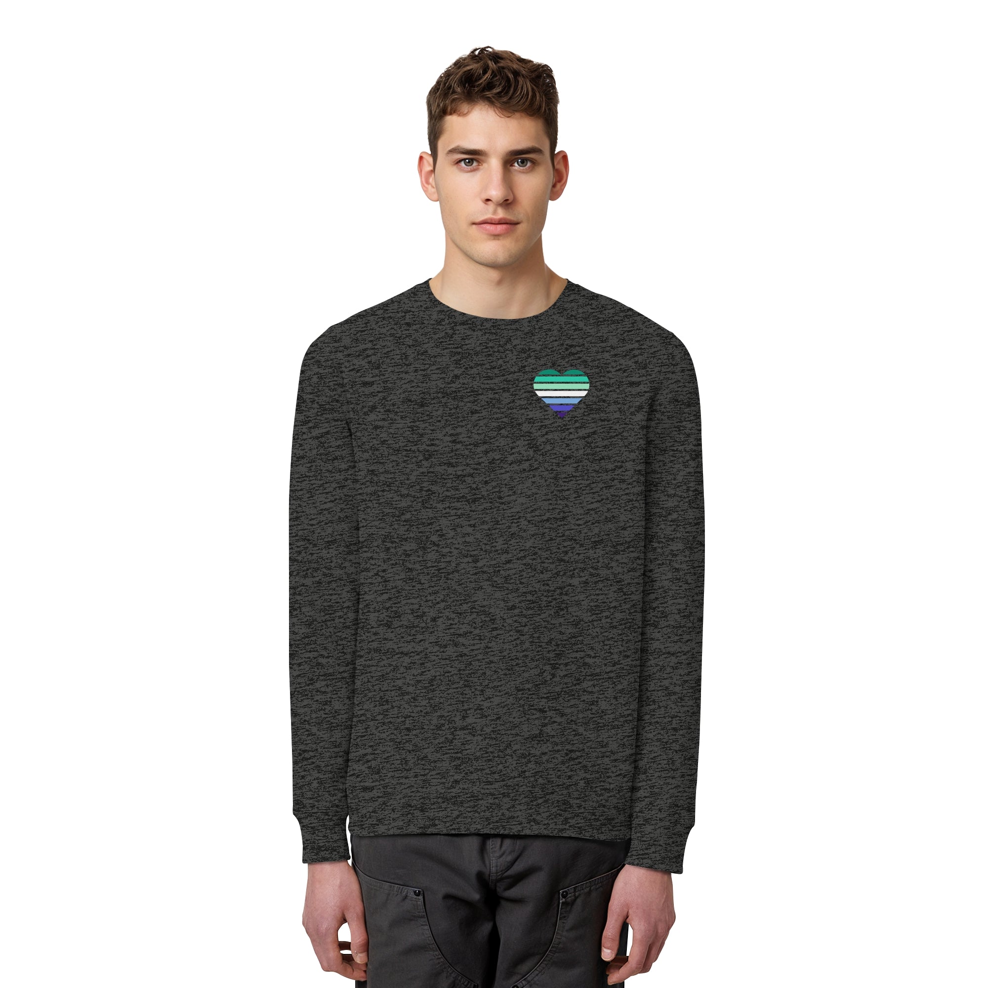 Organic Basic Sweatshirt - Gay Flag Herz Print