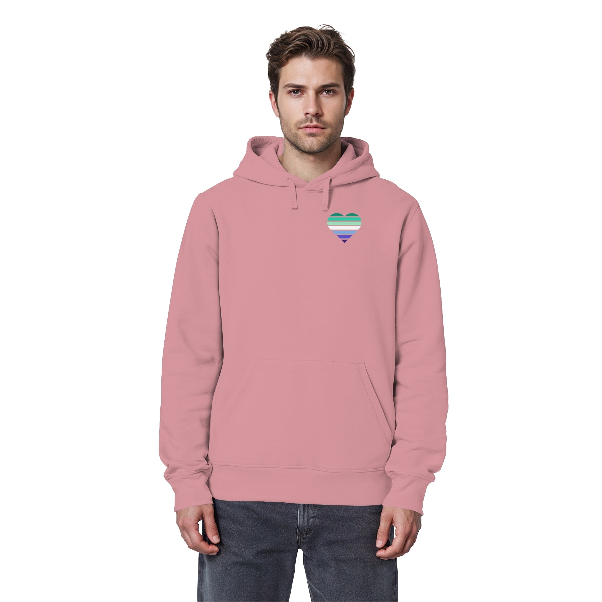 Organic Basic Hoodie - Gay Flag Herz Print