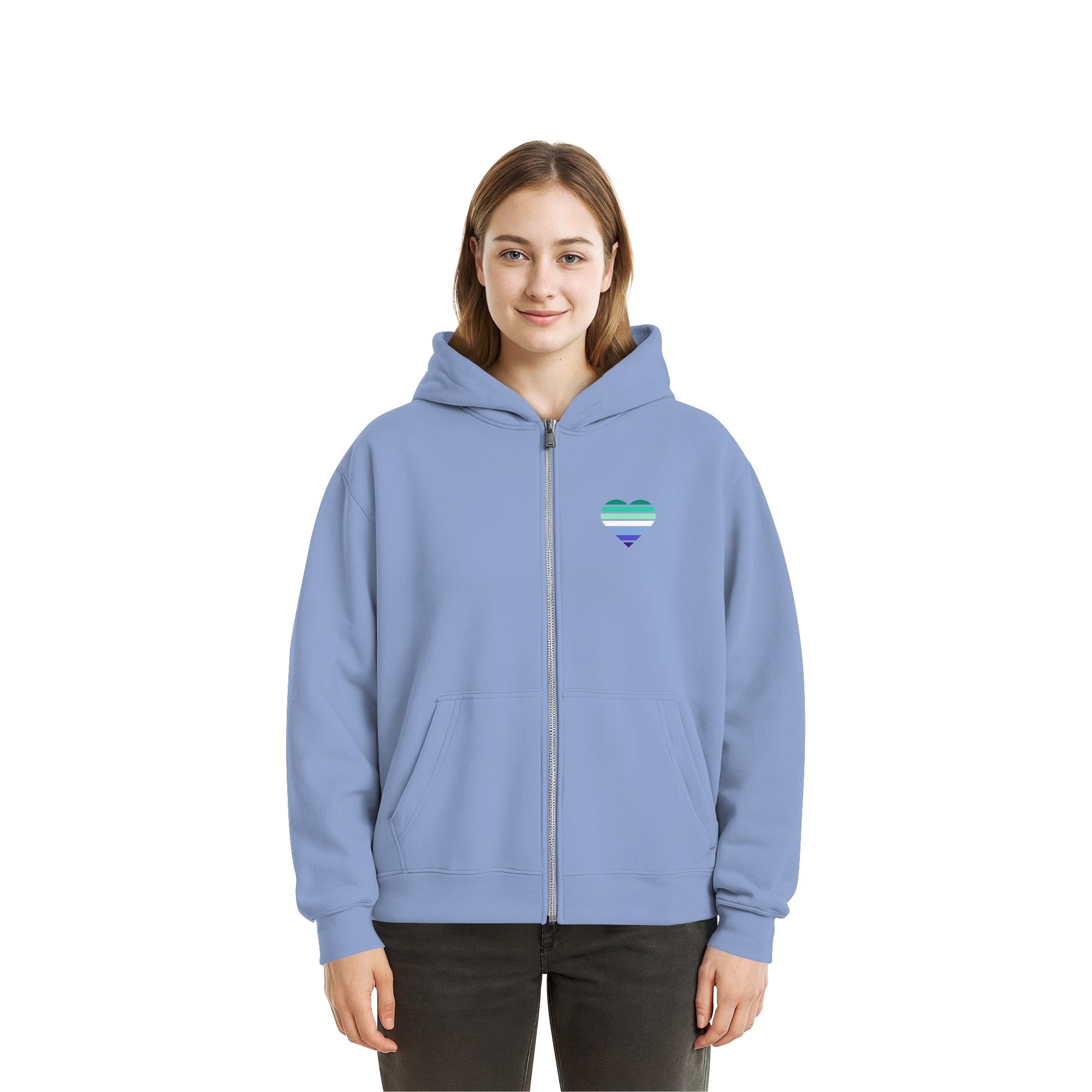Fluffy Boxcut Zipper - Gay Flag Herz Print
