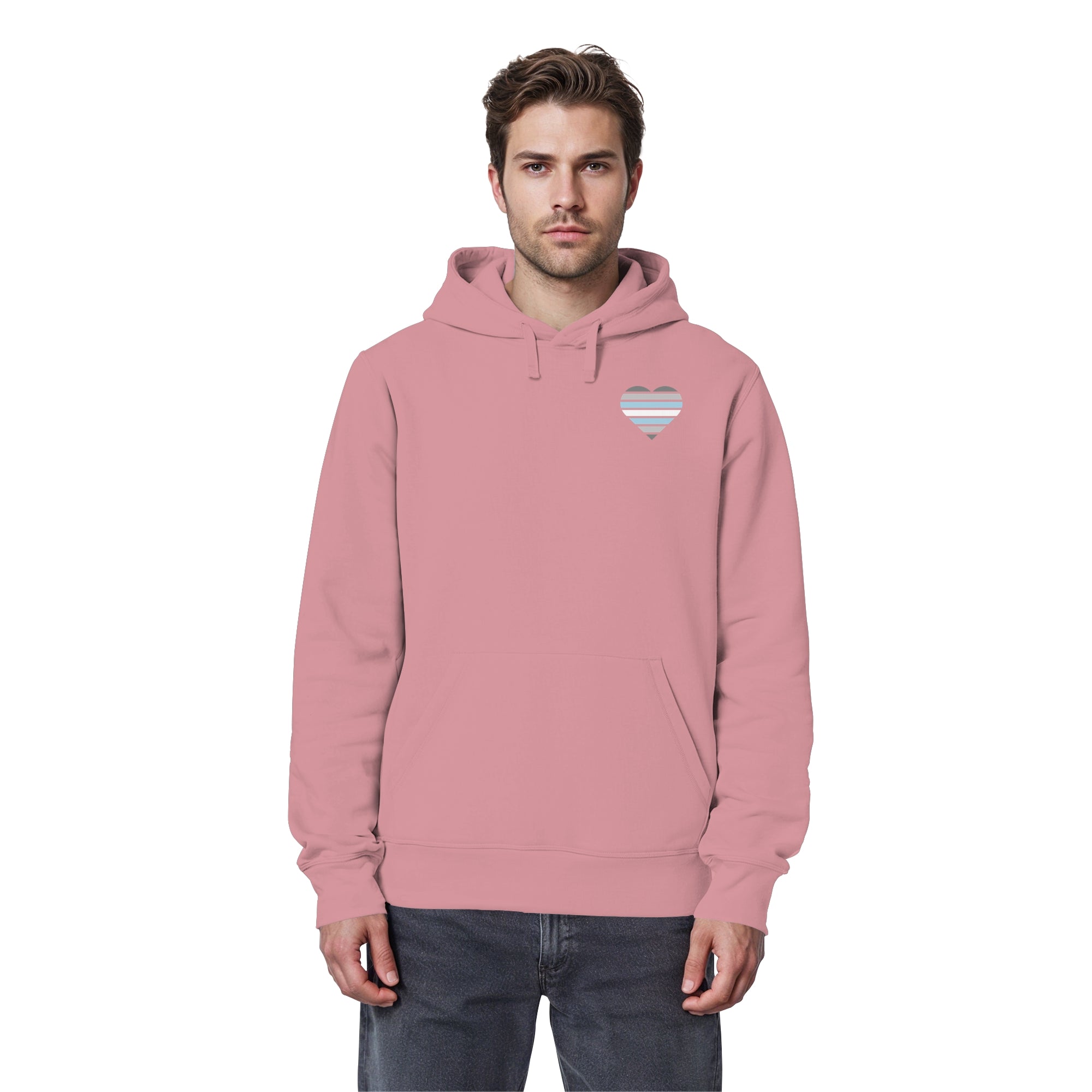 Organic Basic Hoodie - Demiboy Flag Herz Print