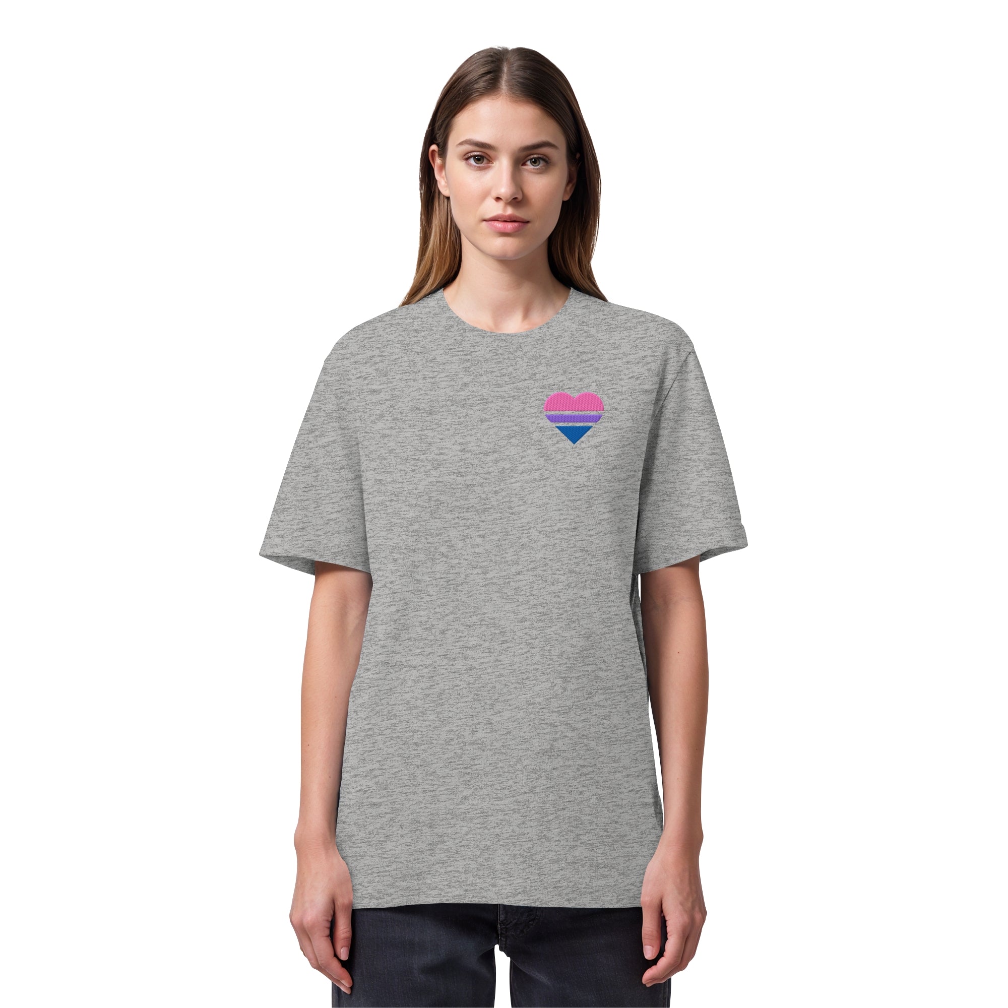 Organic Heavy Shirt - Bisexual Flag Herz Stick