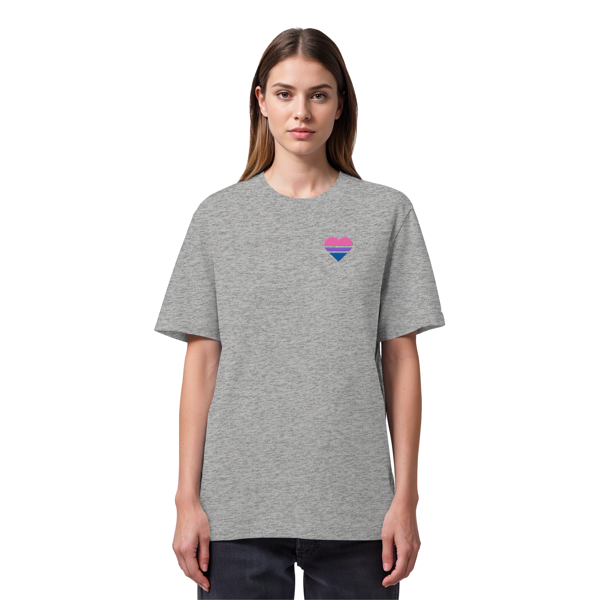 Organic Heavy Shirt - Bisexual Flag Herz Stick