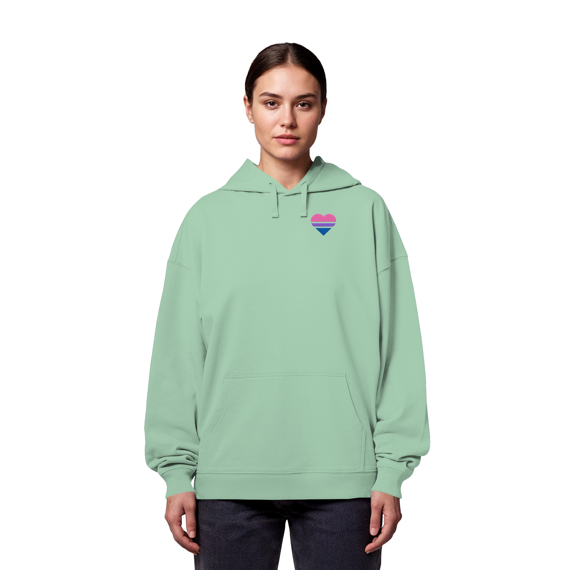 Organic Oversize Hoodie - Bisexual Flag Herz Stick