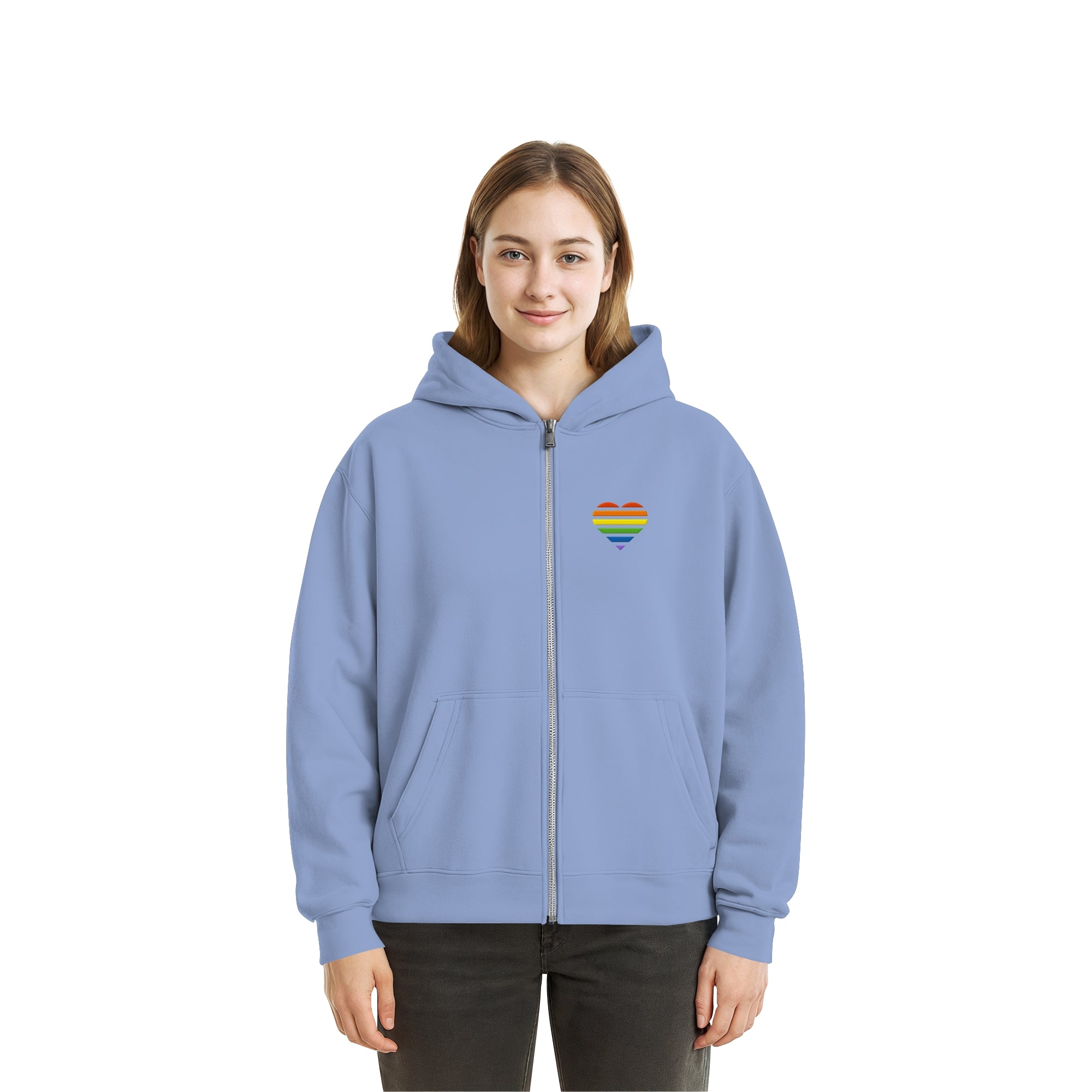 Fluffy Boxcut Zipper - Pride Flag Herz Stick