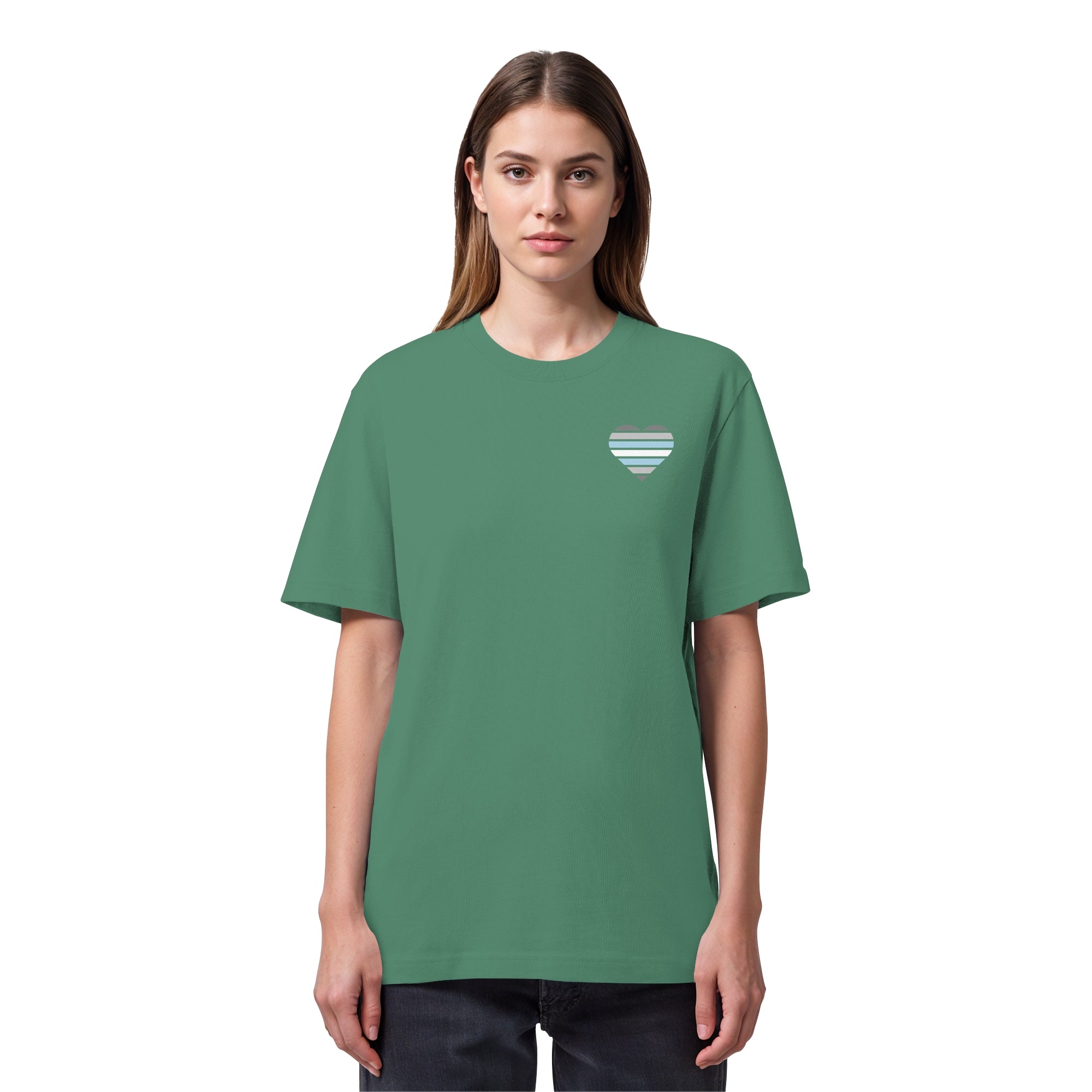 Organic Heavy Shirt - Demiboy Flag Herz Print