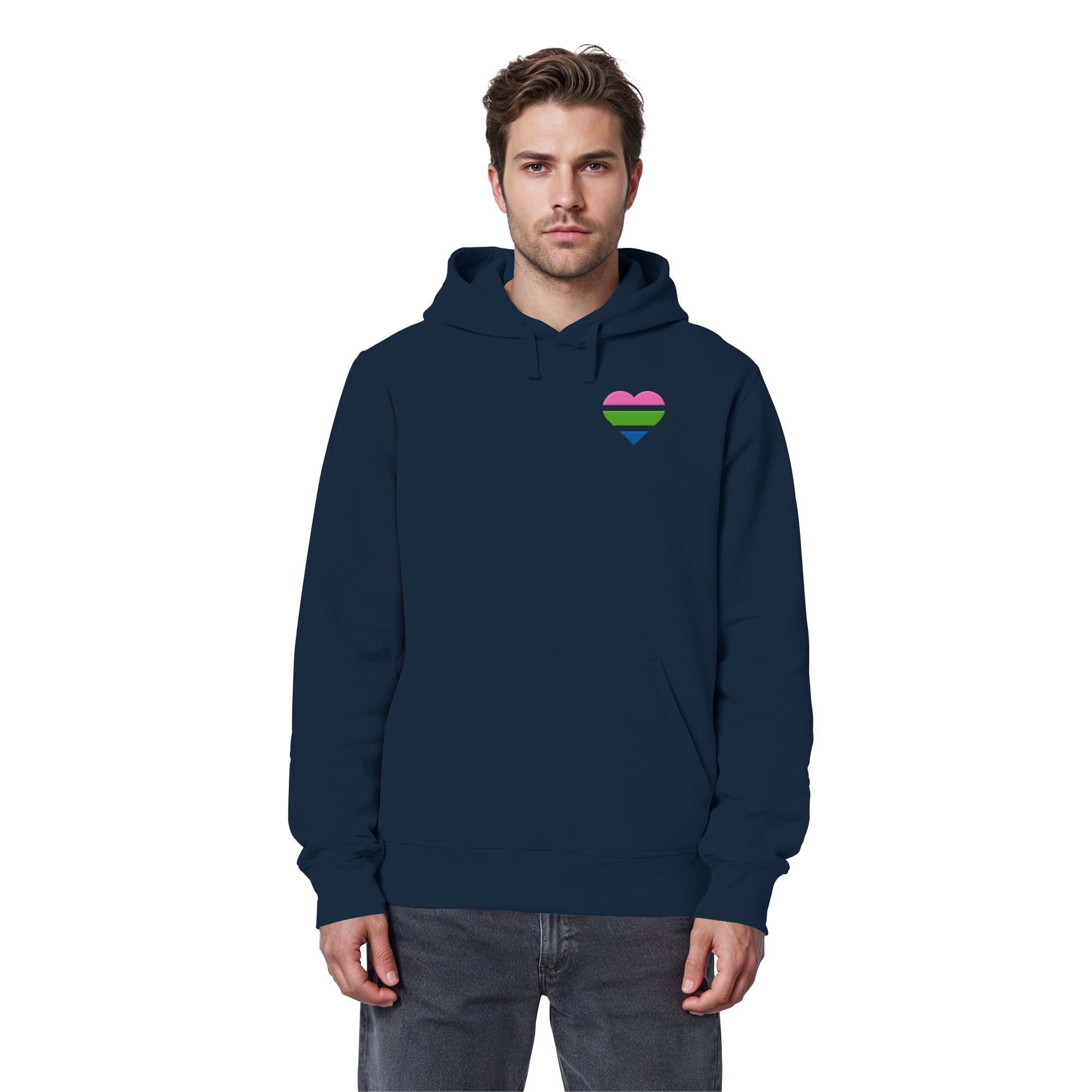 Organic Basic Hoodie - Polysexual Flag Herz Stick