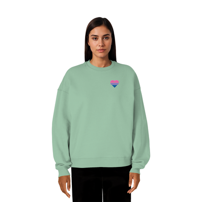 Organic Oversize Sweatshirt mit Herz Stick - Bisexual