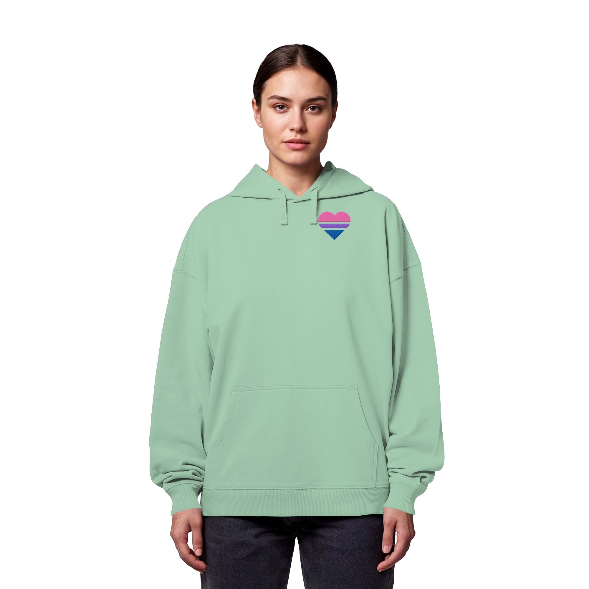 Organic Oversize Hoodie - Bisexual Flag Herz Stick