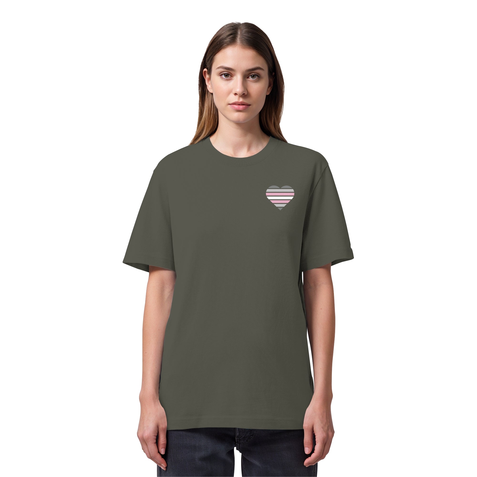 Organic Heavy Shirt - Demigirl Flag Herz Print