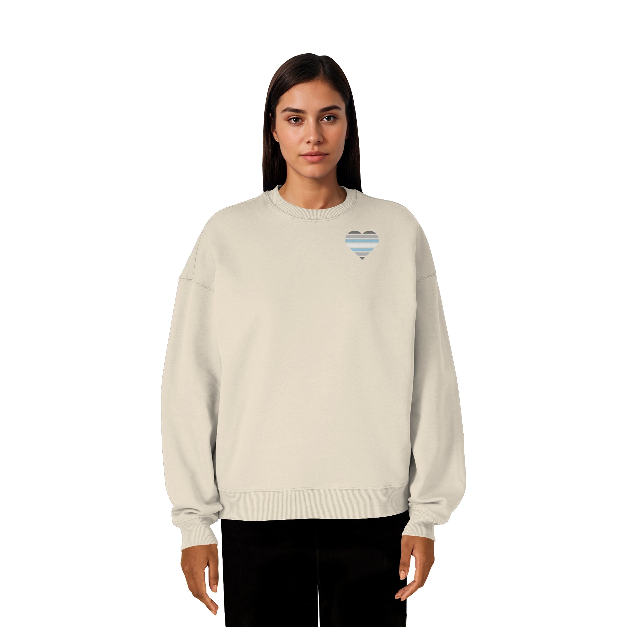 Organic Oversize Sweatshirt - Demiboy Flag Herz Print