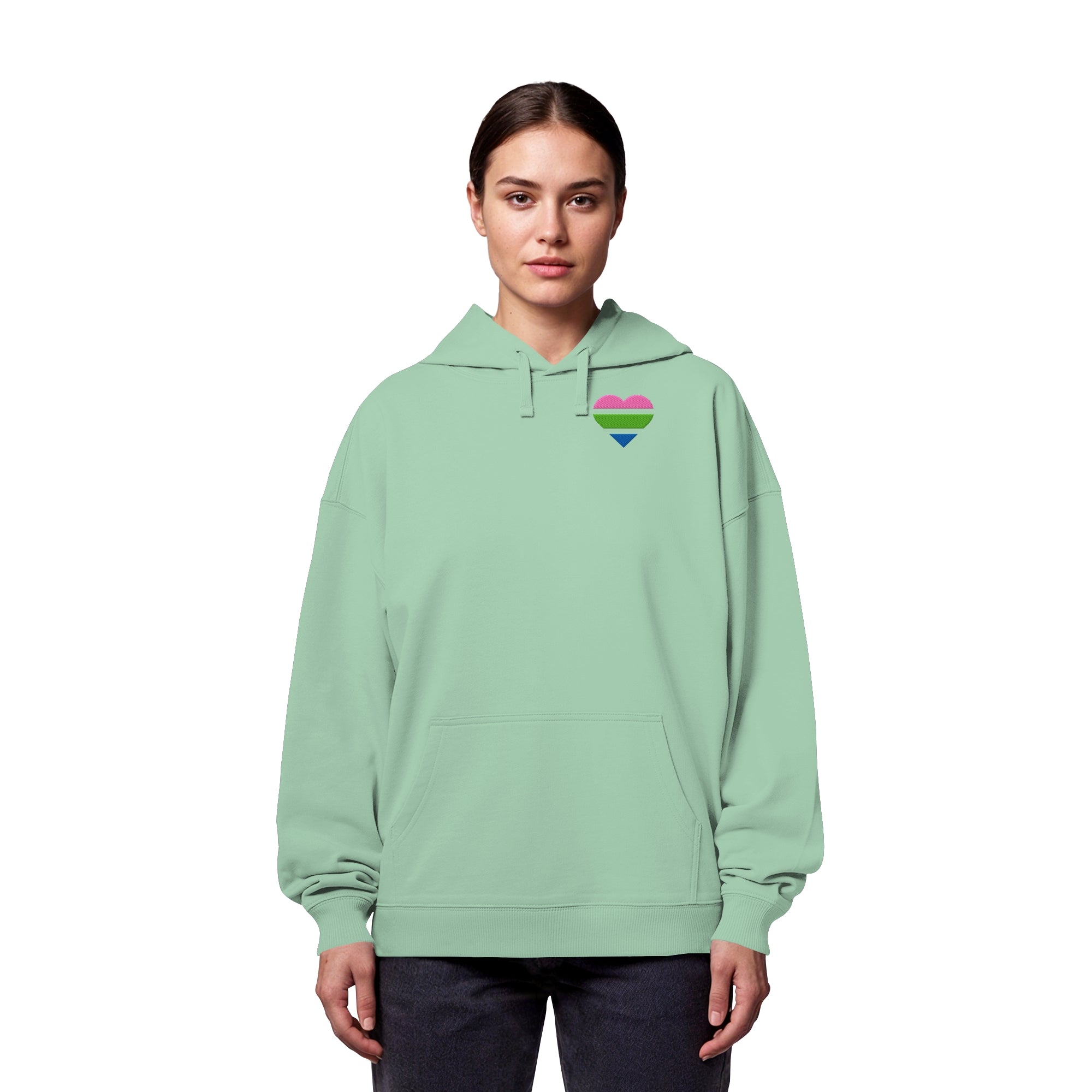 Organic Oversize Hoodie - Polysexual Flag Herz Stick