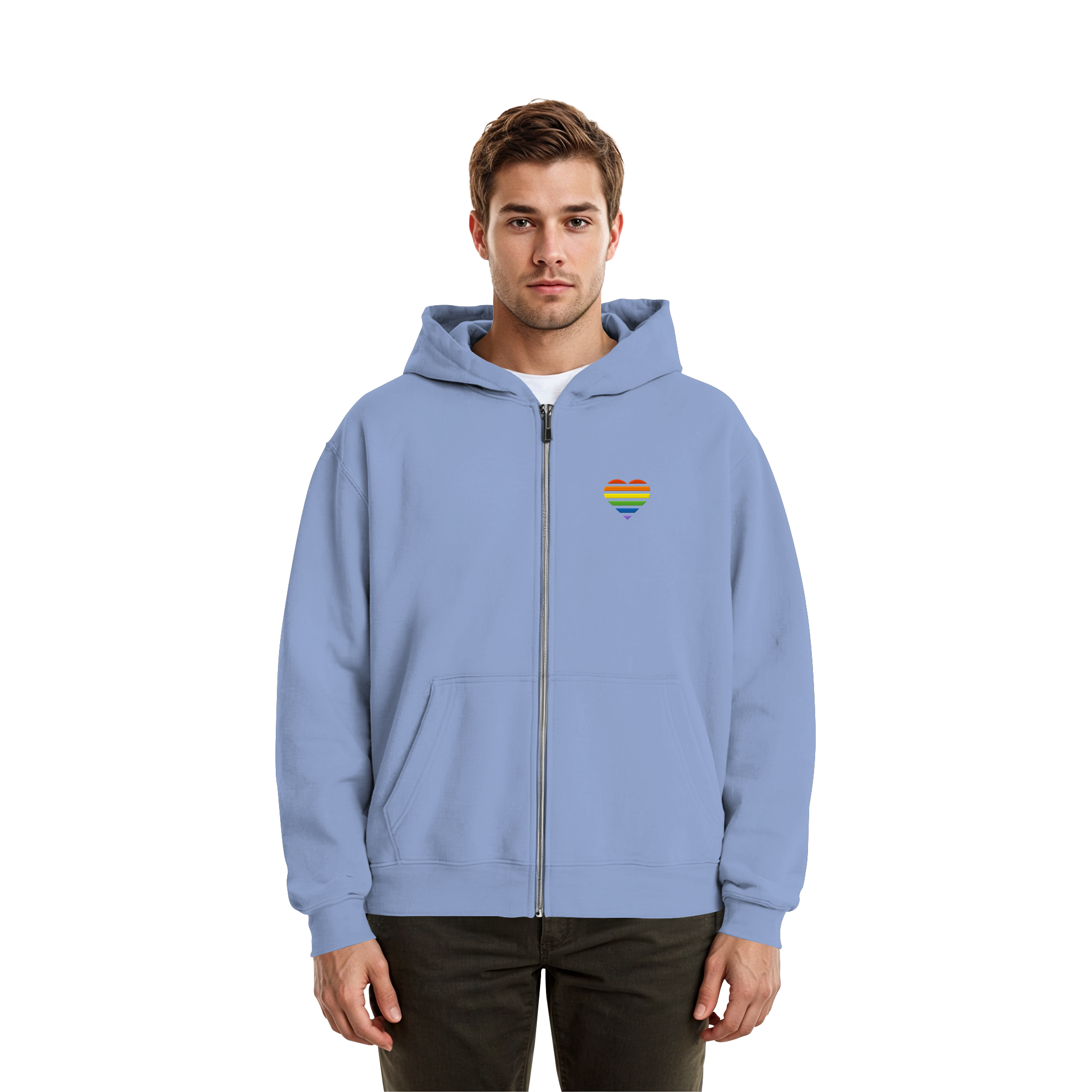 Fluffy Boxcut Zipper - Pride Flag Herz Stick