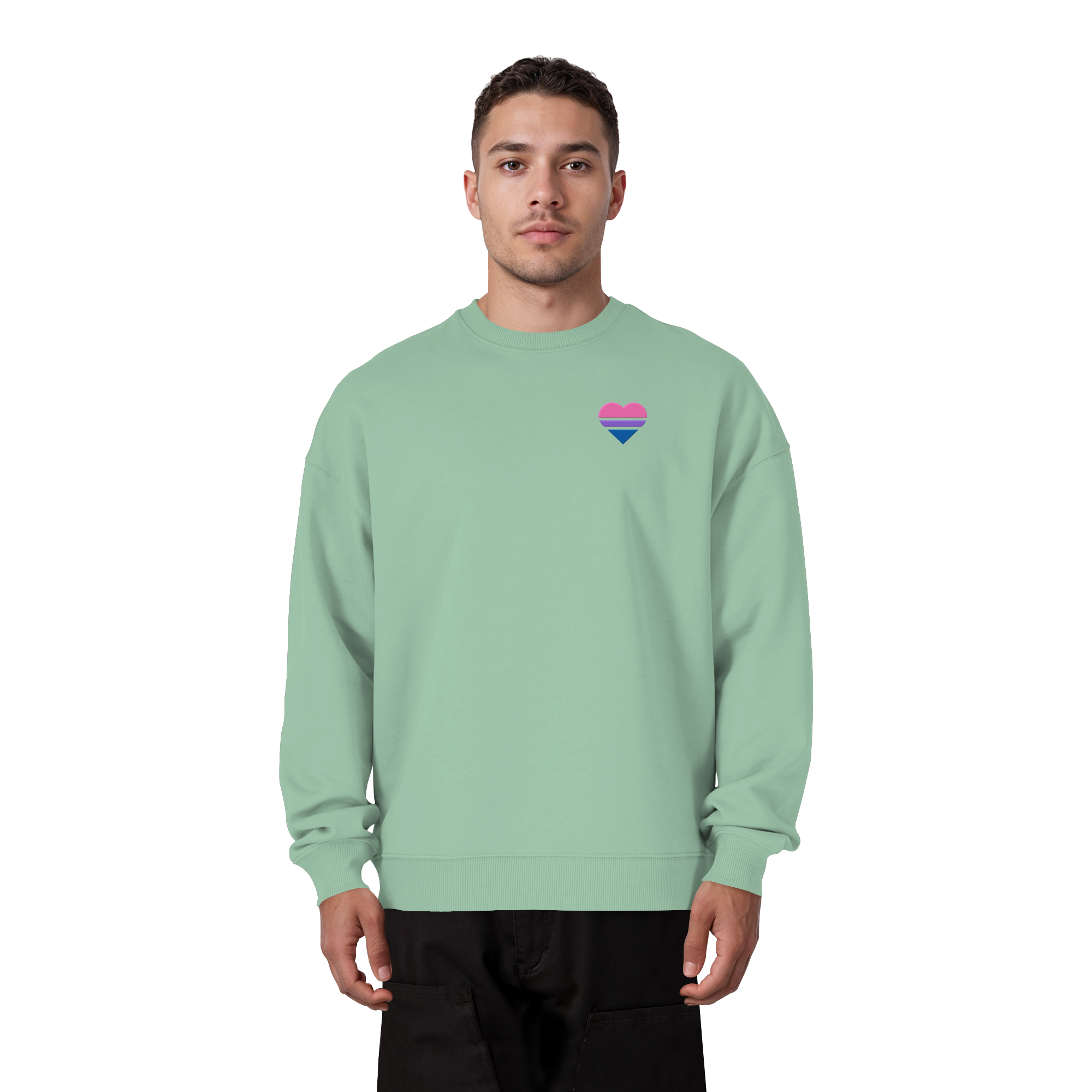 Organic Oversize Sweatshirt - Bisexual Flag Herz Stick