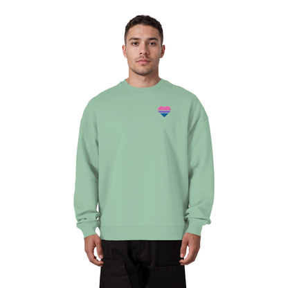 Organic Oversize Sweatshirt mit Herz Stick - Bisexual