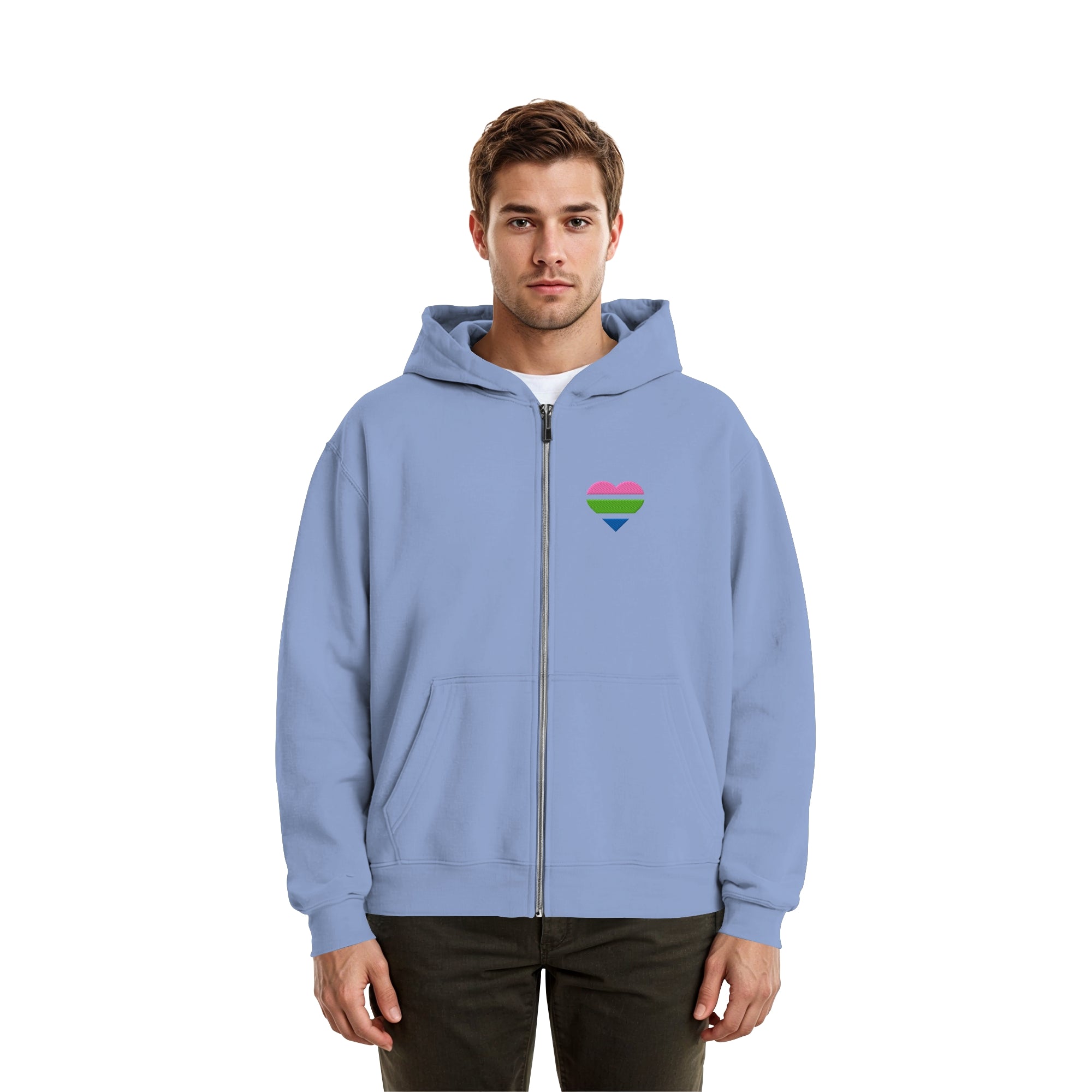 Fluffy Boxcut Zipper - Polysexual Flag Herz Stick