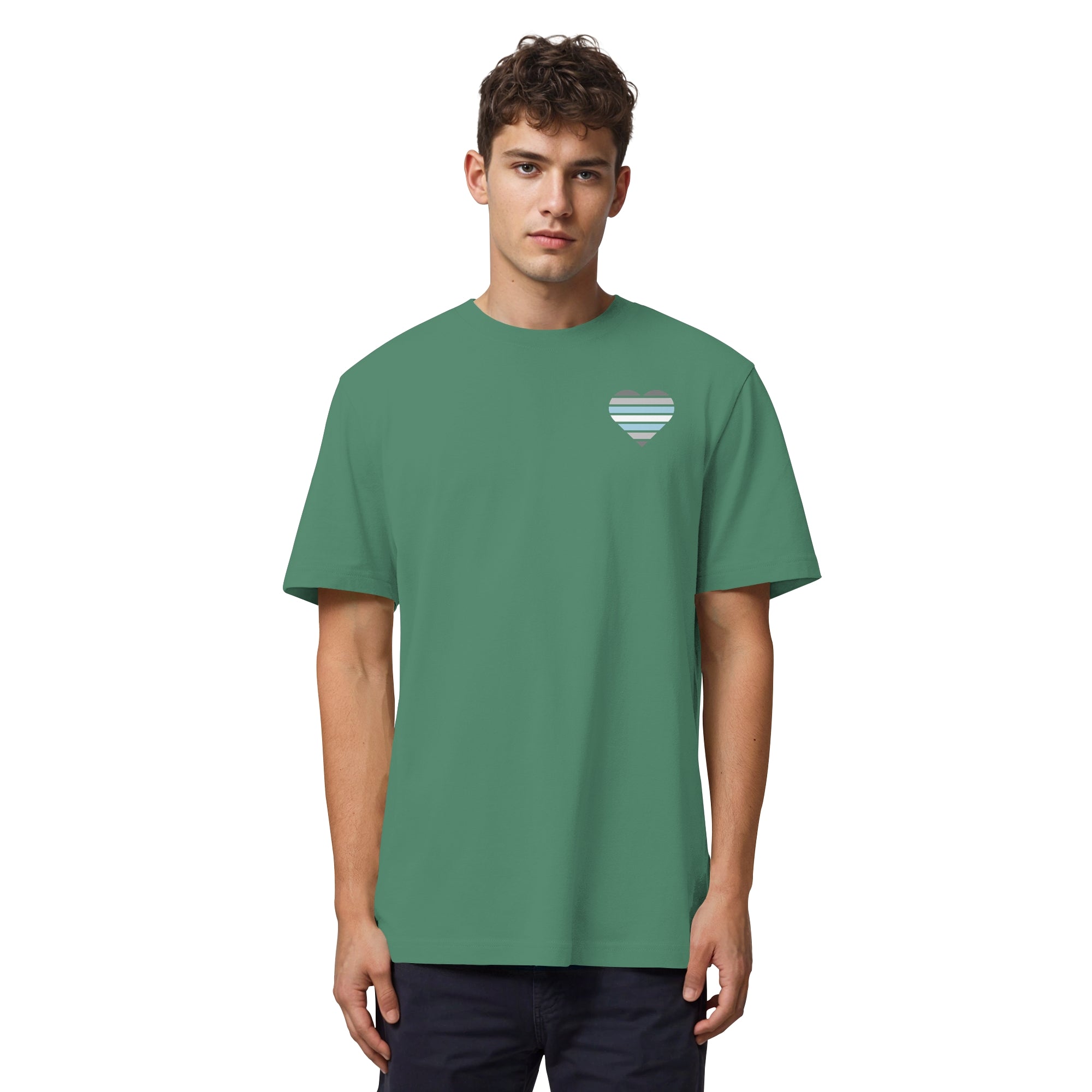 Organic Heavy Shirt - Demiboy Flag Herz Print