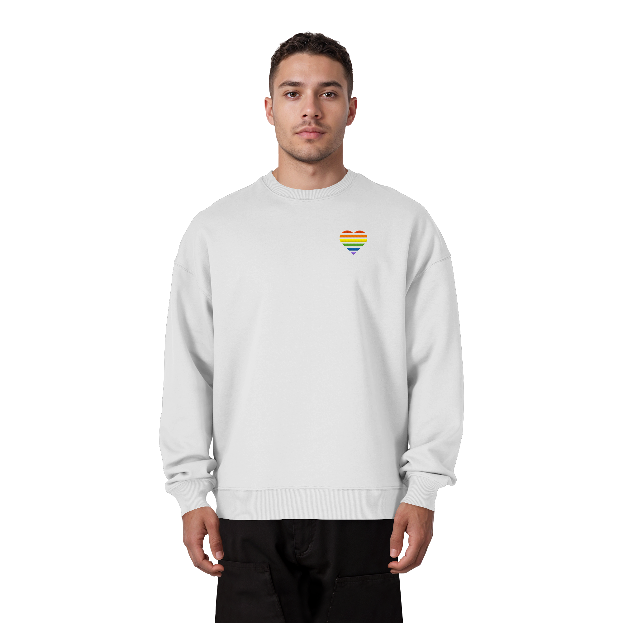 Organic Oversize Sweatshirt - Pride Flag Herz Stick