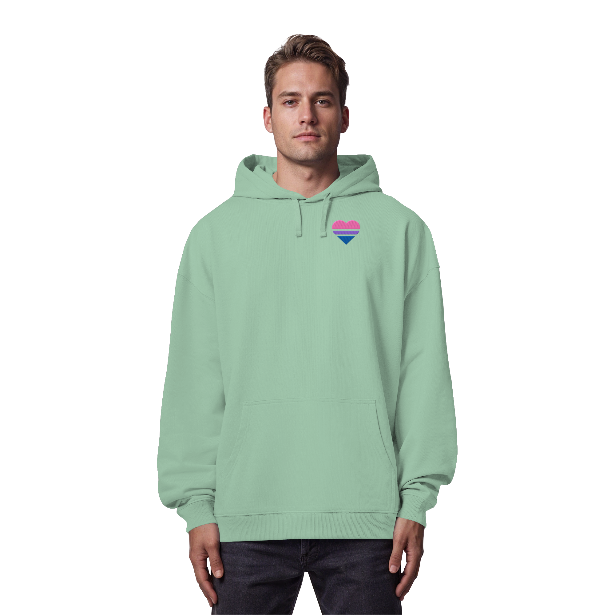 Organic Oversize Hoodie - Bisexual Flag Herz Stick