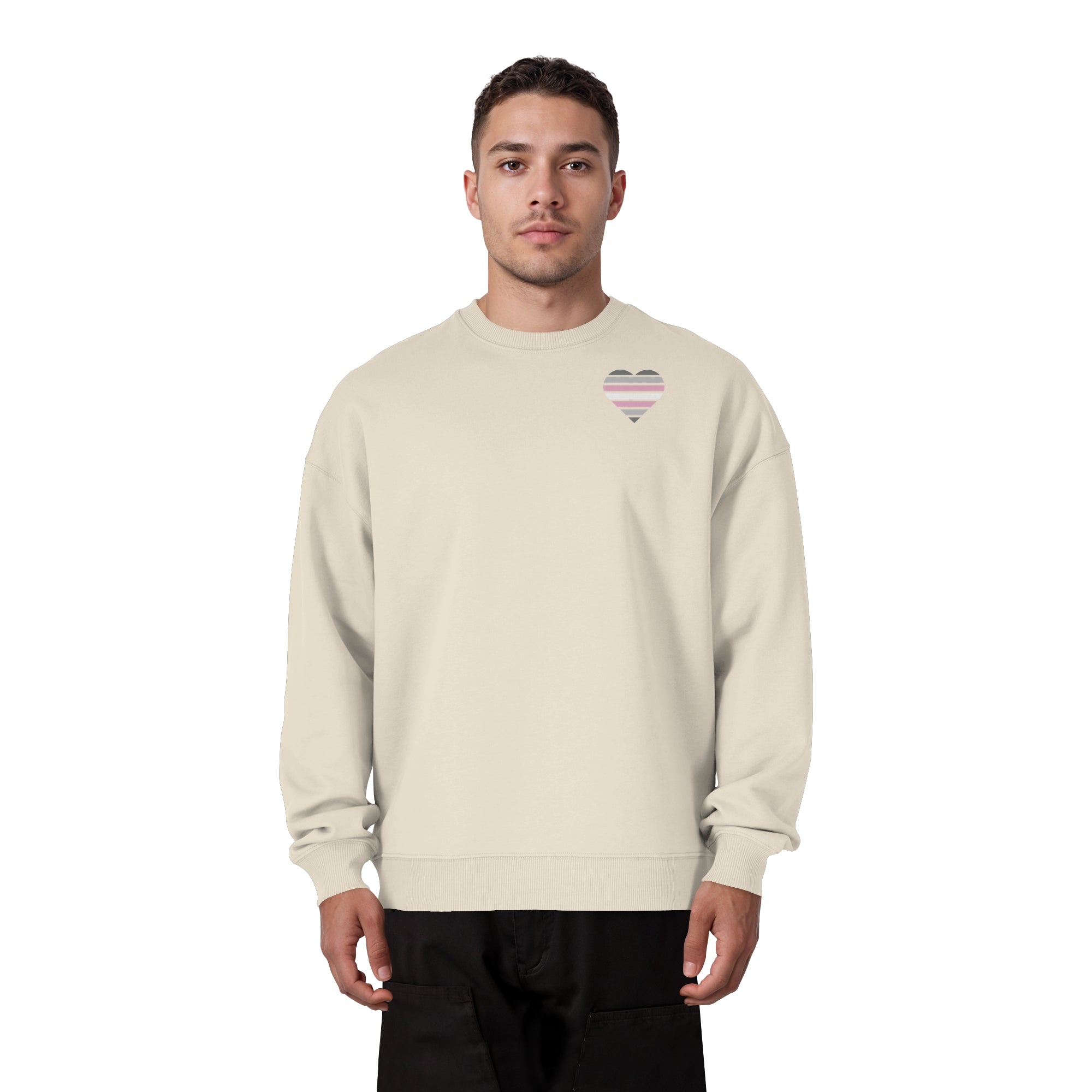 Organic Oversize Sweatshirt - Demigirl Flag Herz Print