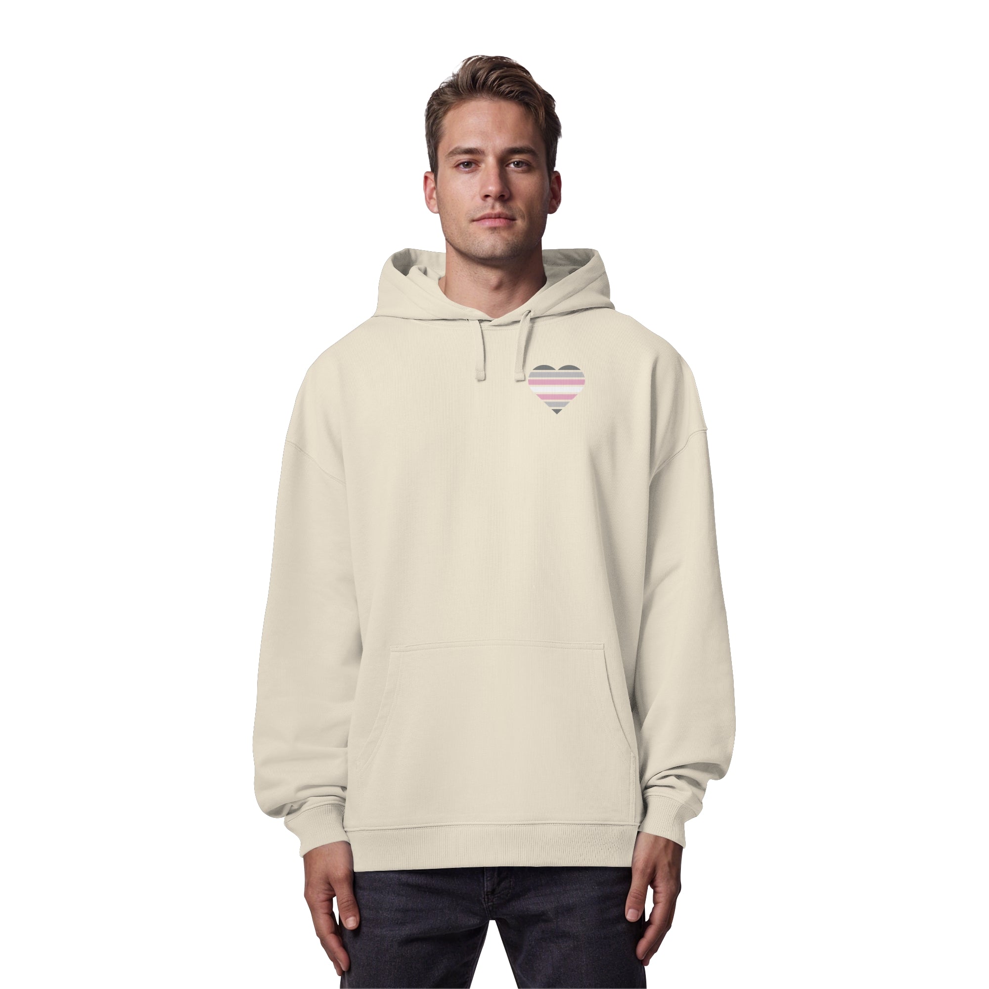 Organic Oversize Hoodie - Demigirl Flag Herz Print