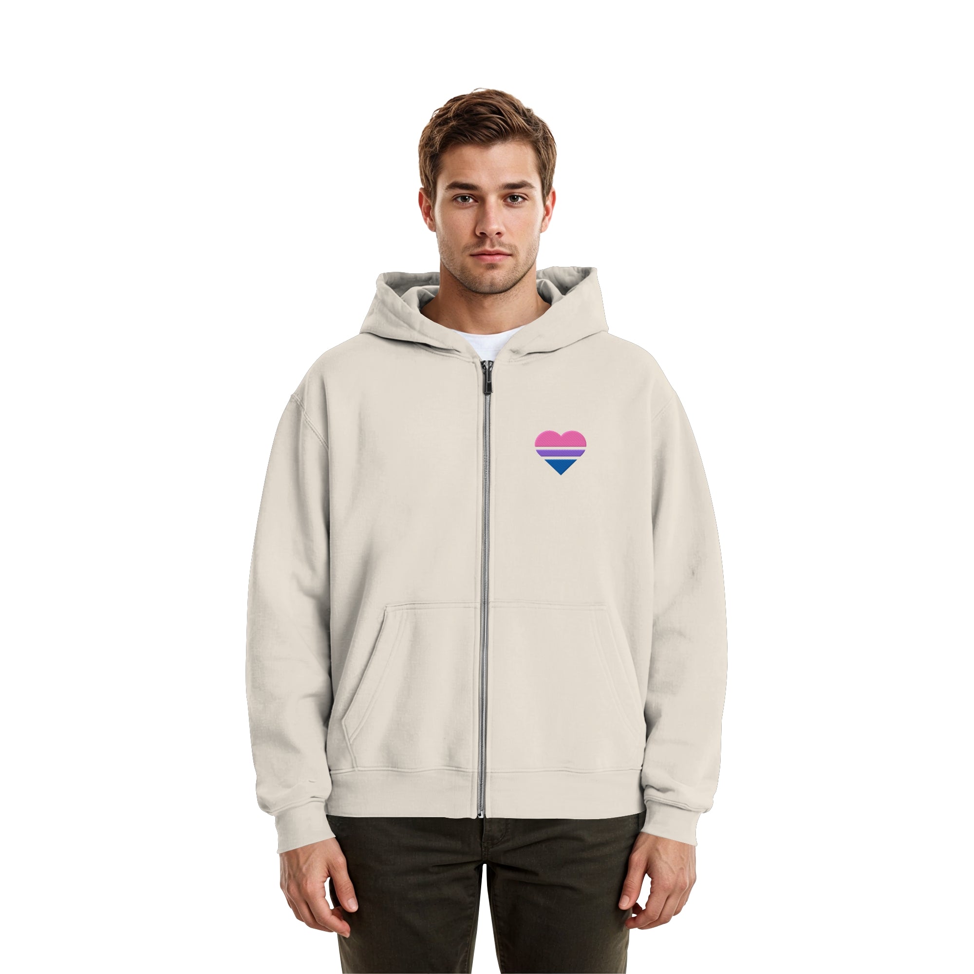 Fluffy Boxcut Zipper - Bisexual Flag Herz Stick