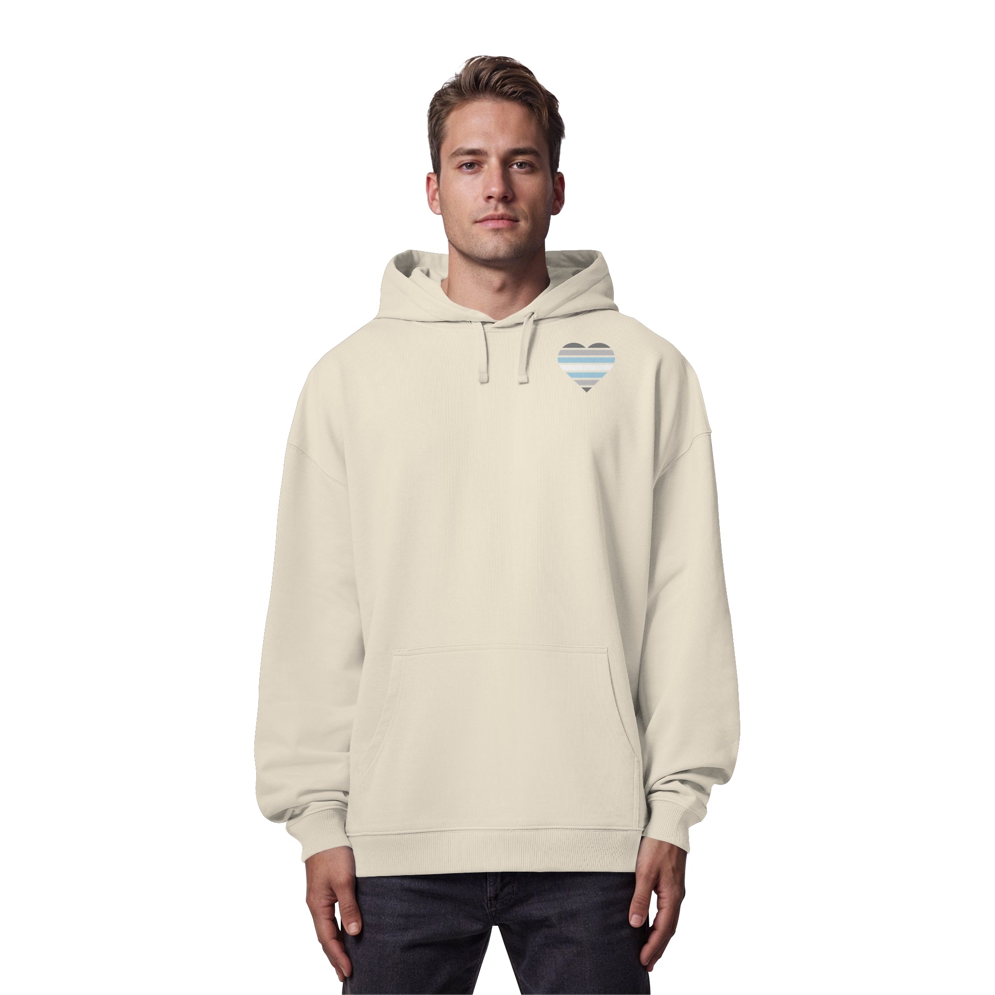 Organic Oversize Hoodie - Demiboy Flag Herz Print