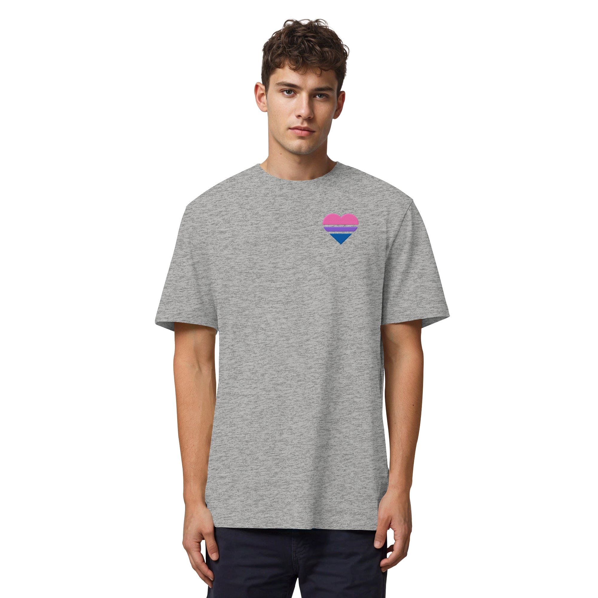 Organic Heavy Shirt - Bisexual Flag Herz Stick