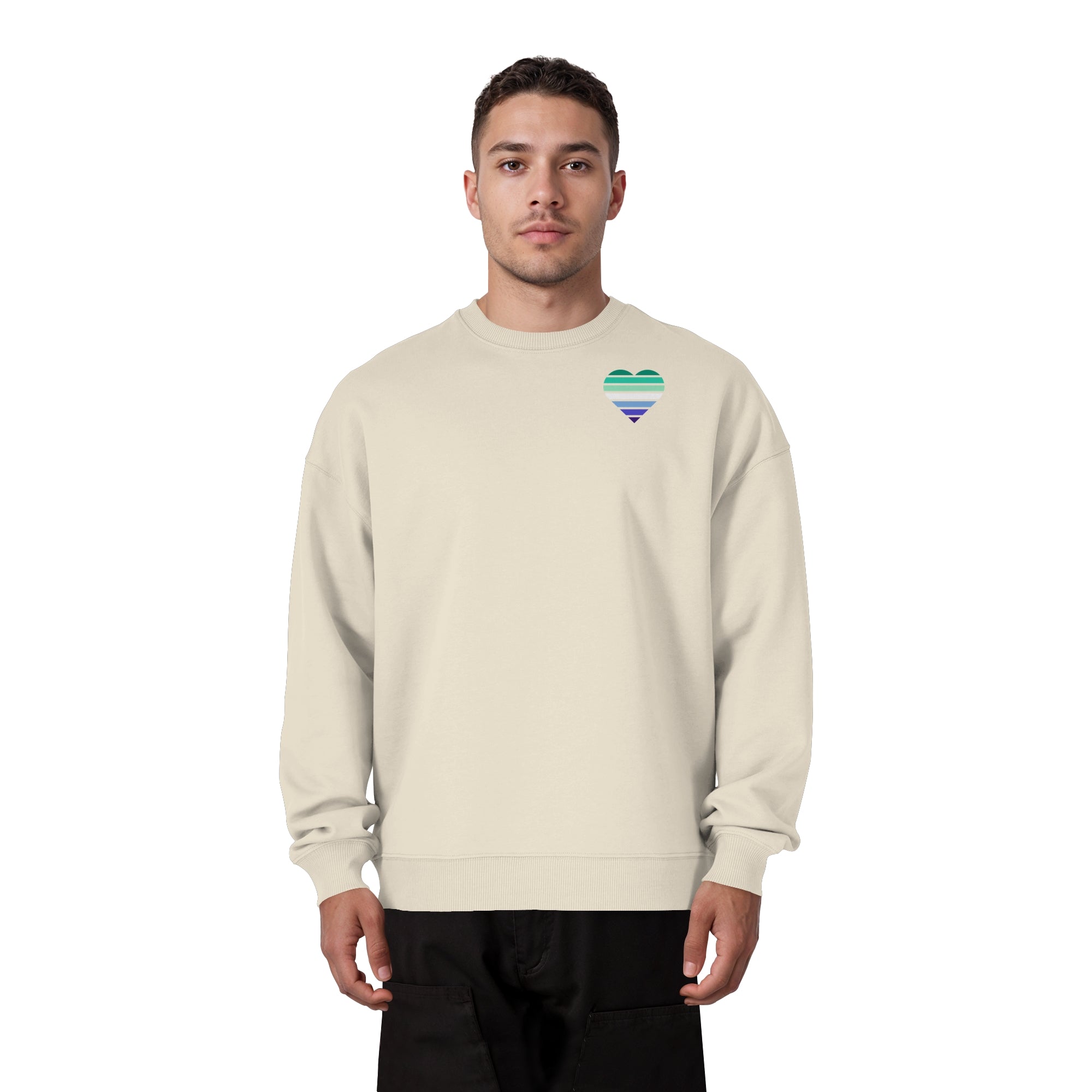Organic Oversize Sweatshirt - Gay Flag Herz Print