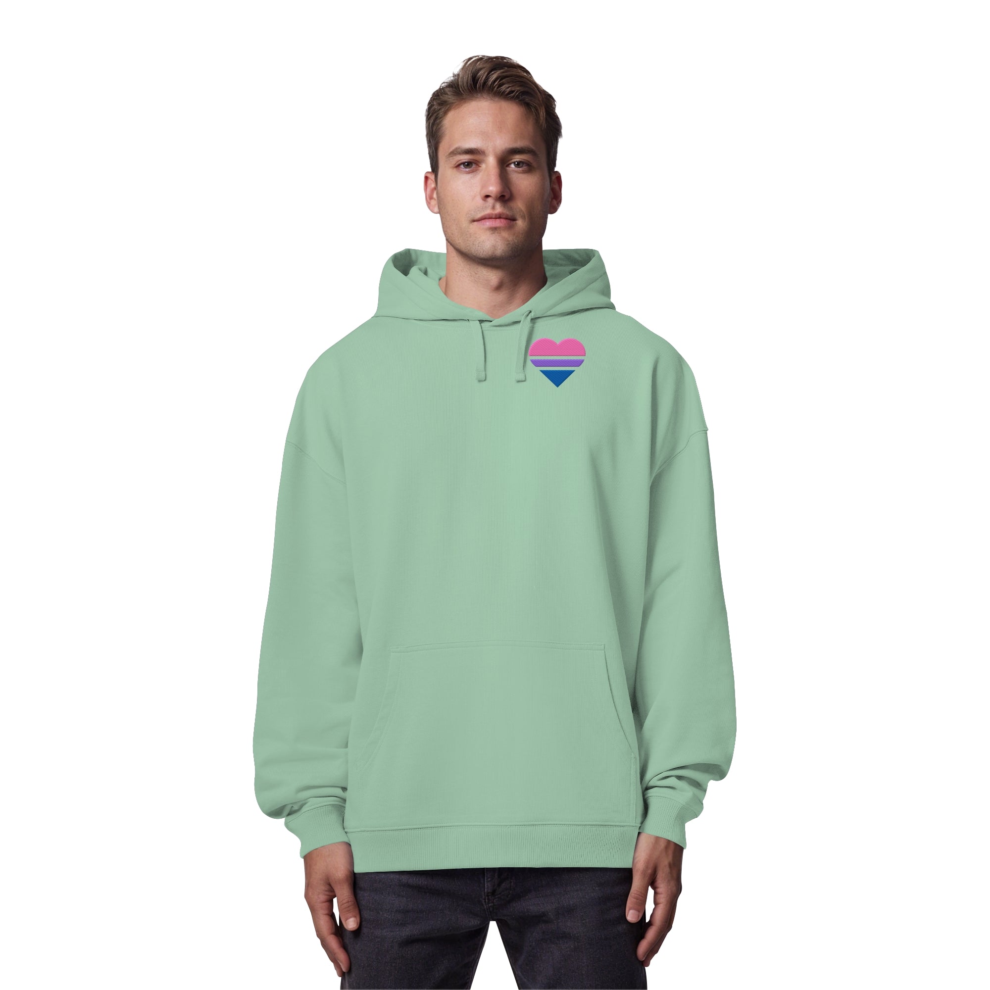 Organic Oversize Hoodie - Bisexual Flag Herz Stick