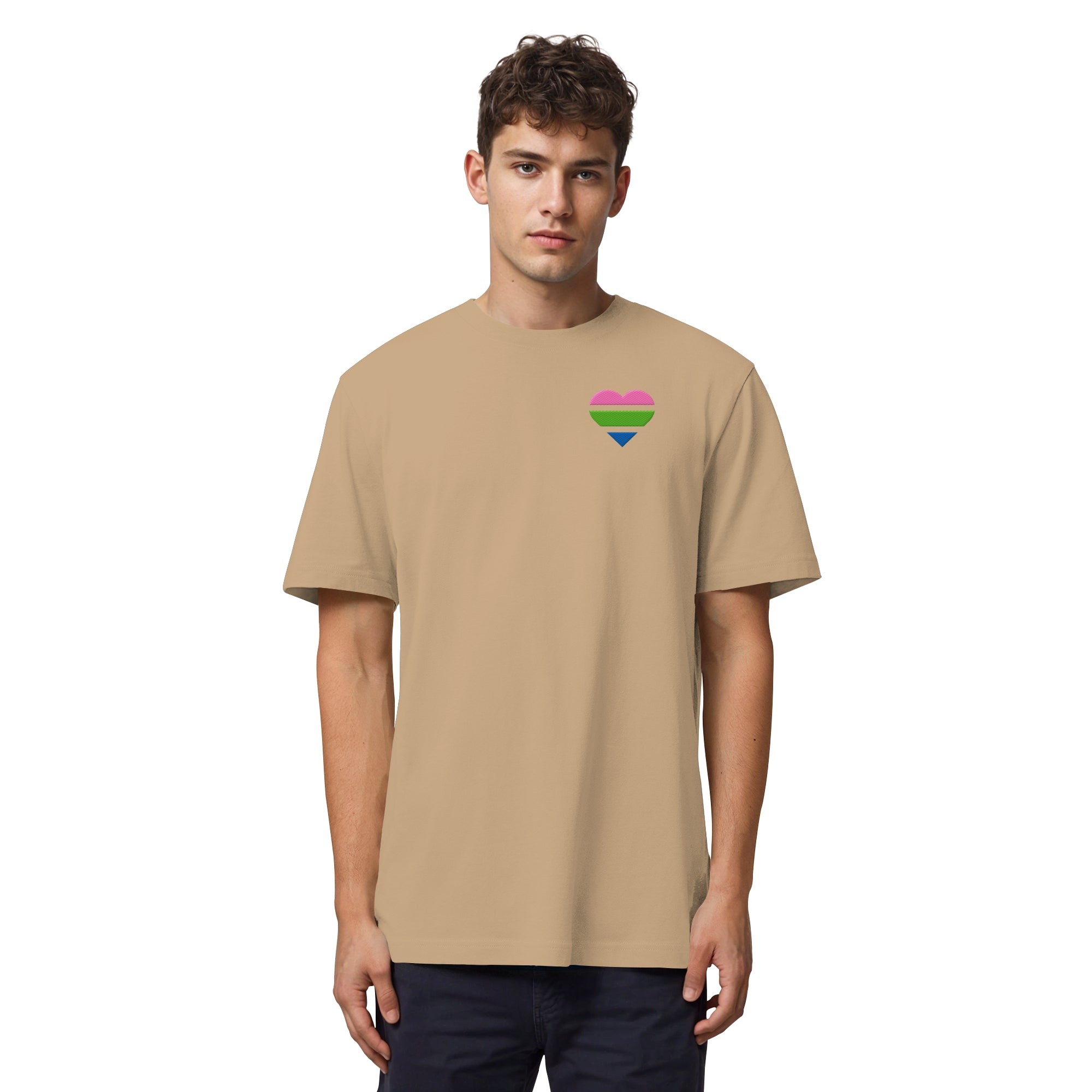 Organic Heavy Shirt - Polysexual Flag Herz Stick