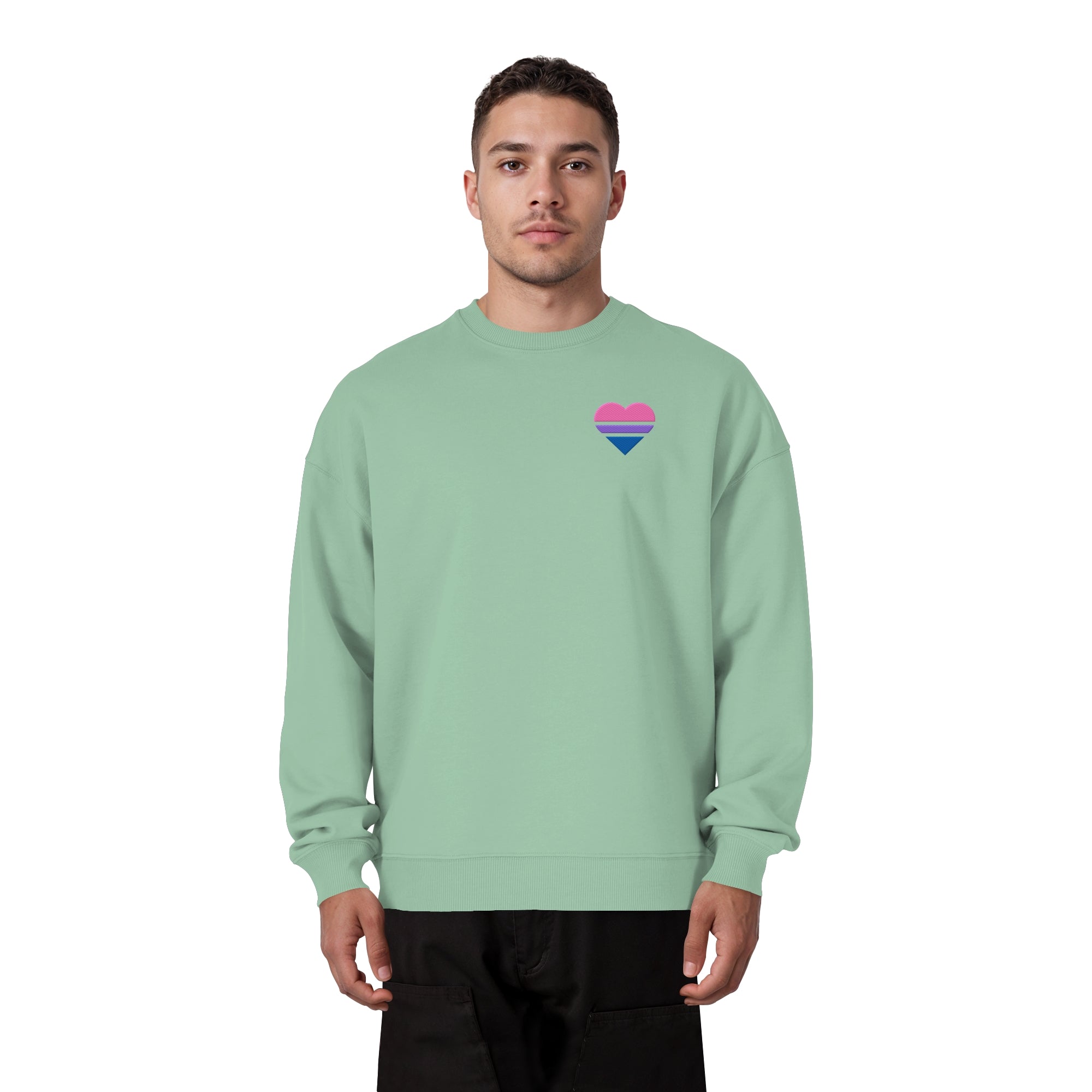 Organic Oversize Sweatshirt - Bisexual Flag Herz Stick