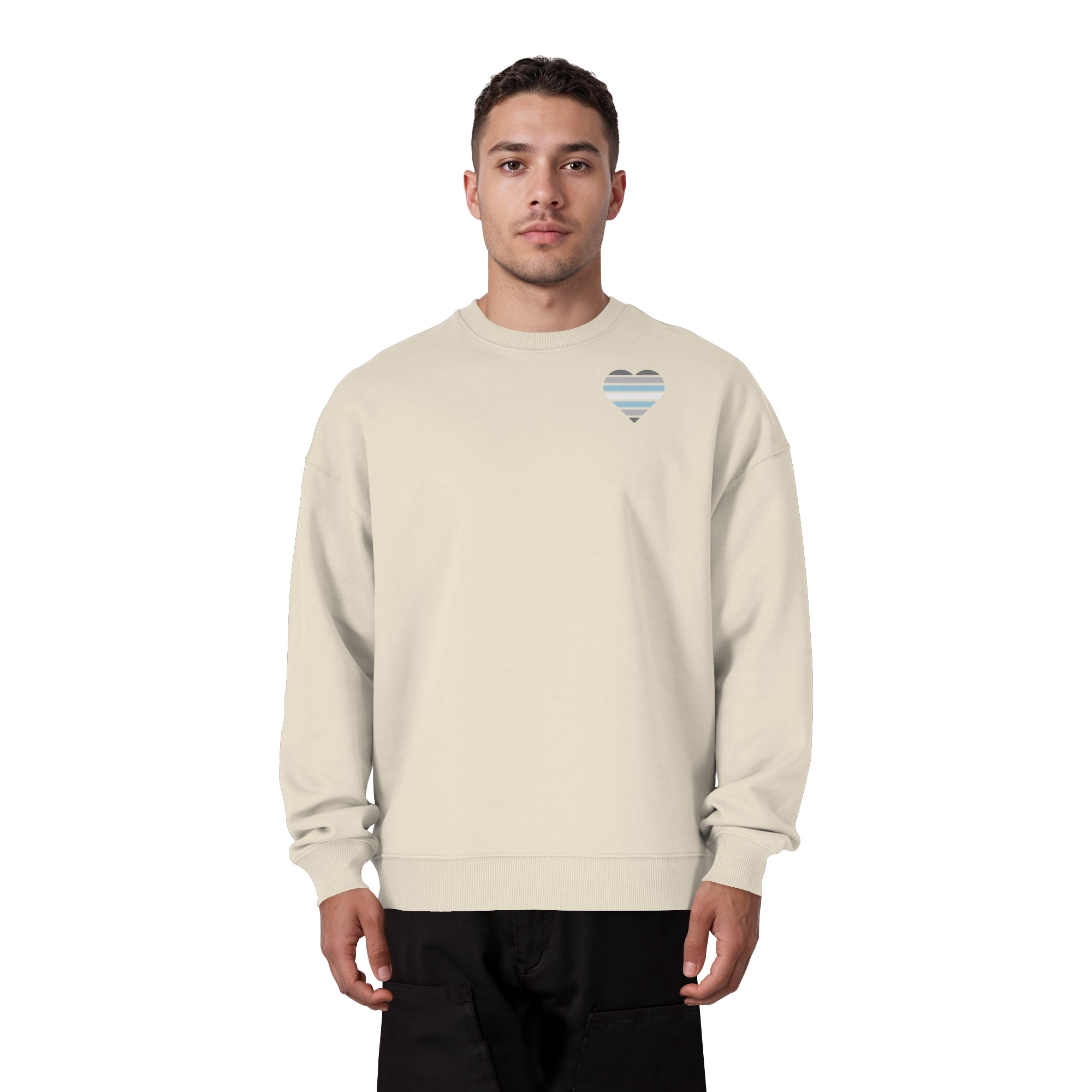 Organic Oversize Sweatshirt - Demiboy Flag Herz Print