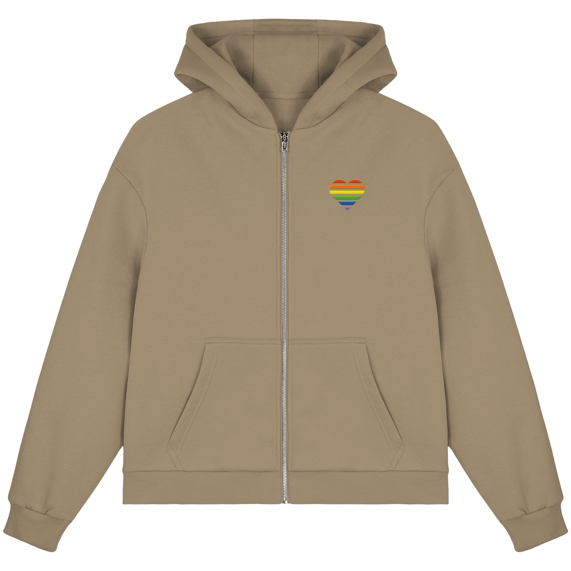 Fluffy Boxcut Zipper - Pride Flag Herz Stick