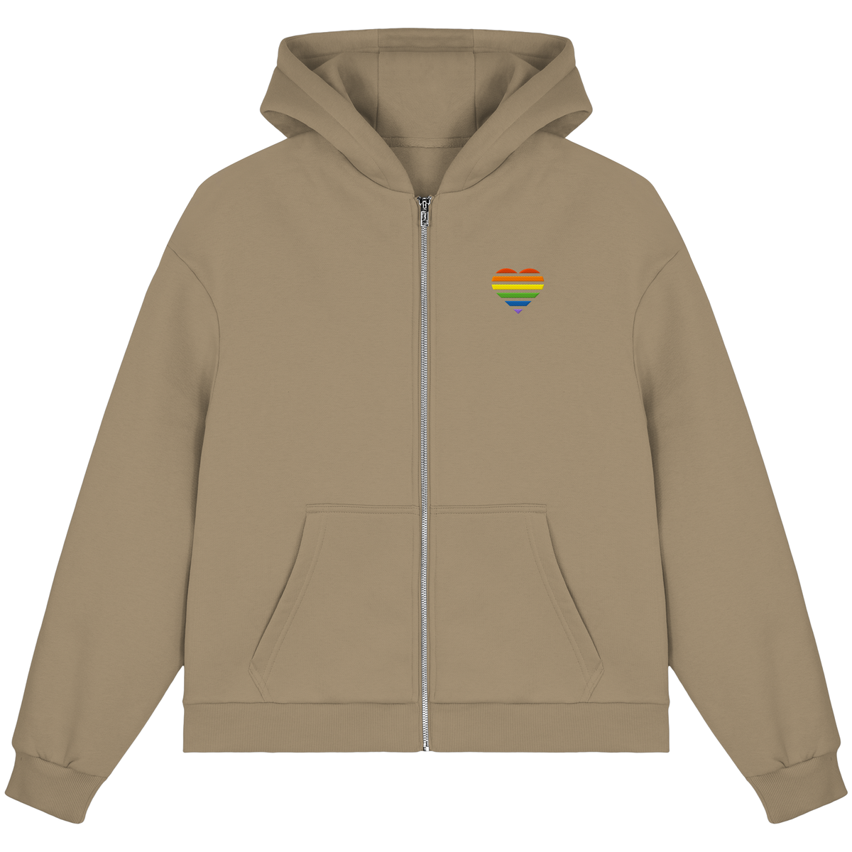 Fluffy Boxcut Zipper mit Herz Stick - Pride
