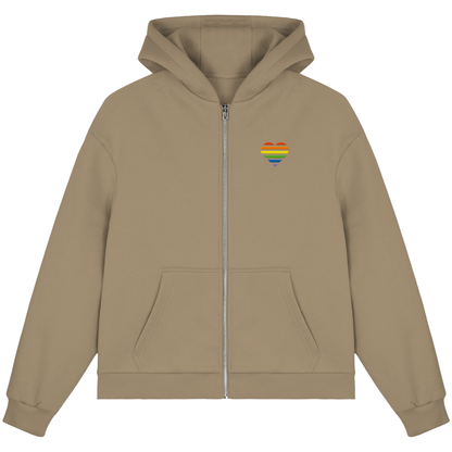 Fluffy Boxcut Zipper mit Herz Stick - Pride