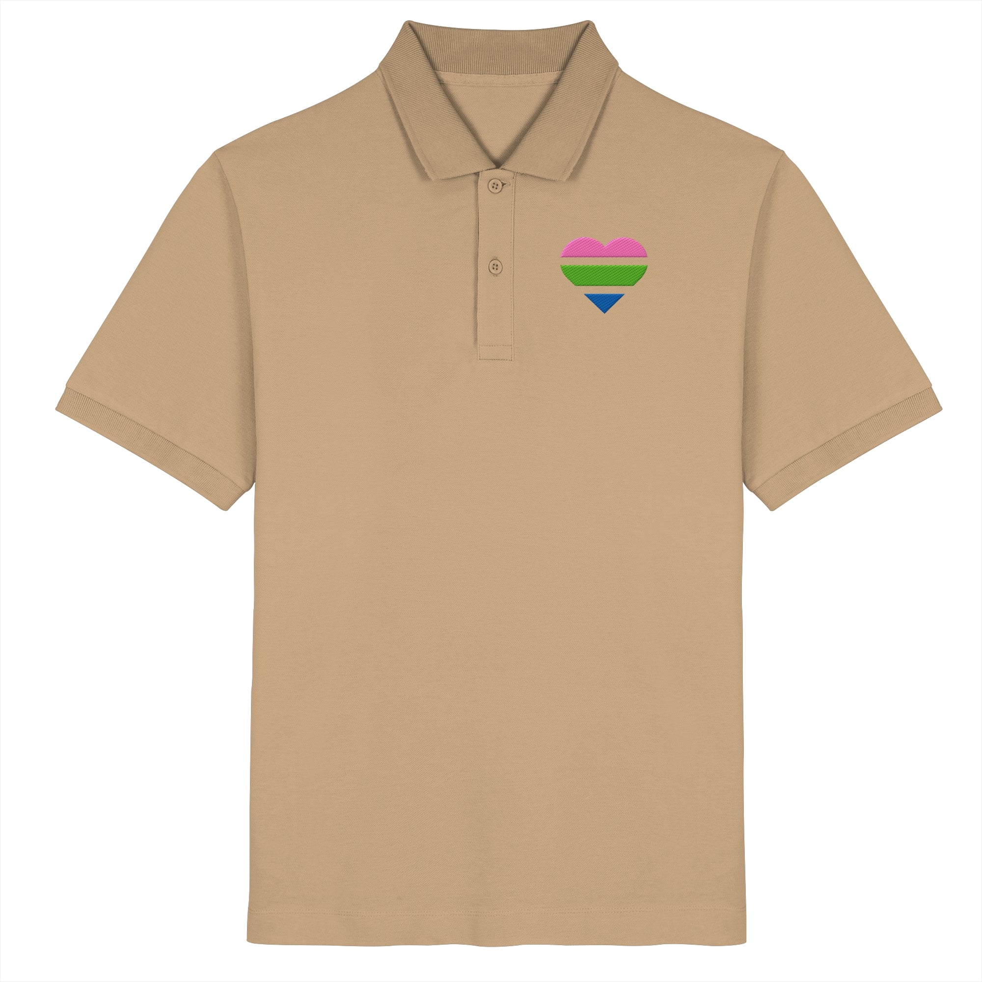 Organic Poloshirt - Polysexual Flag Herz Stick