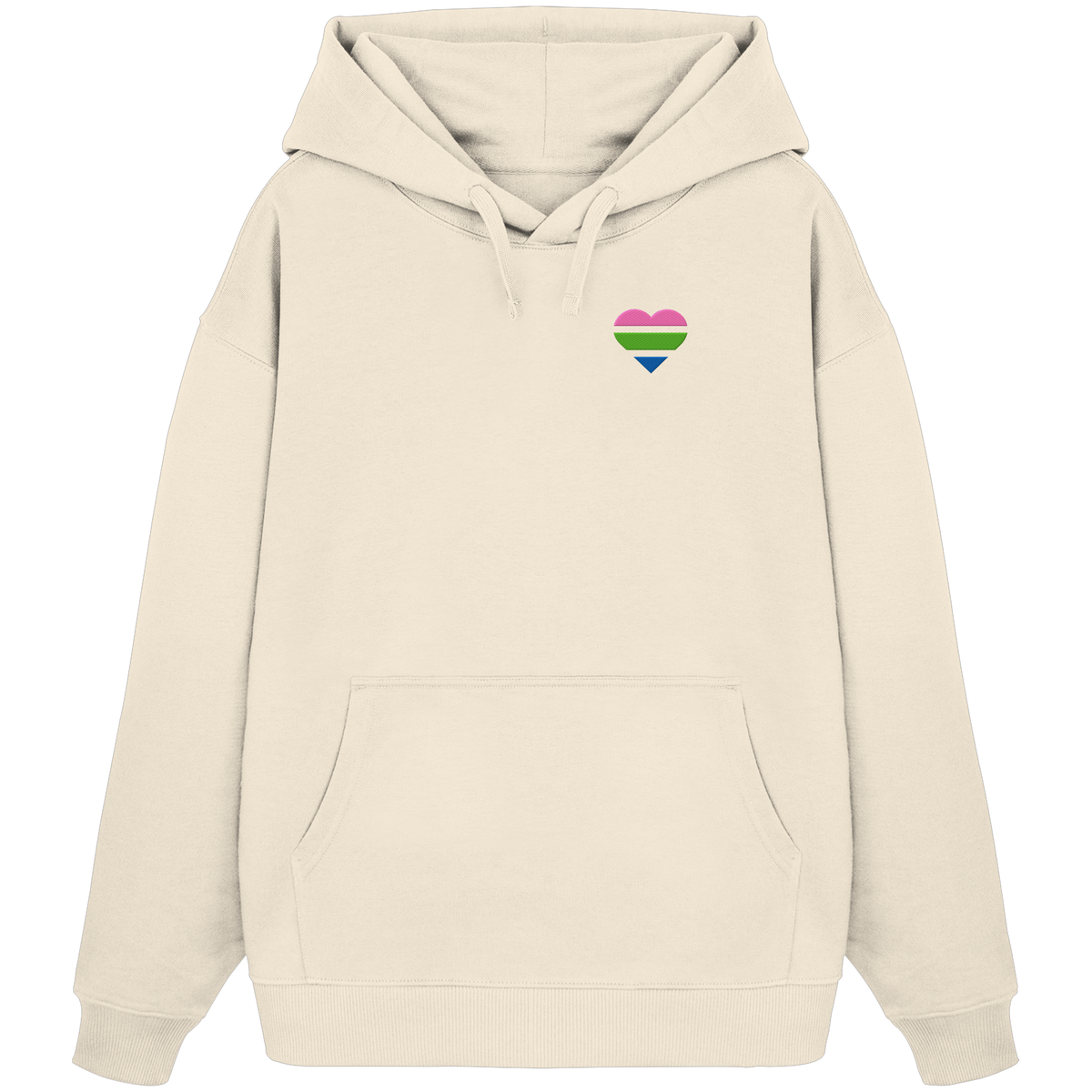 Organic Oversize Hoodie mit Herz Stick - Polysexual