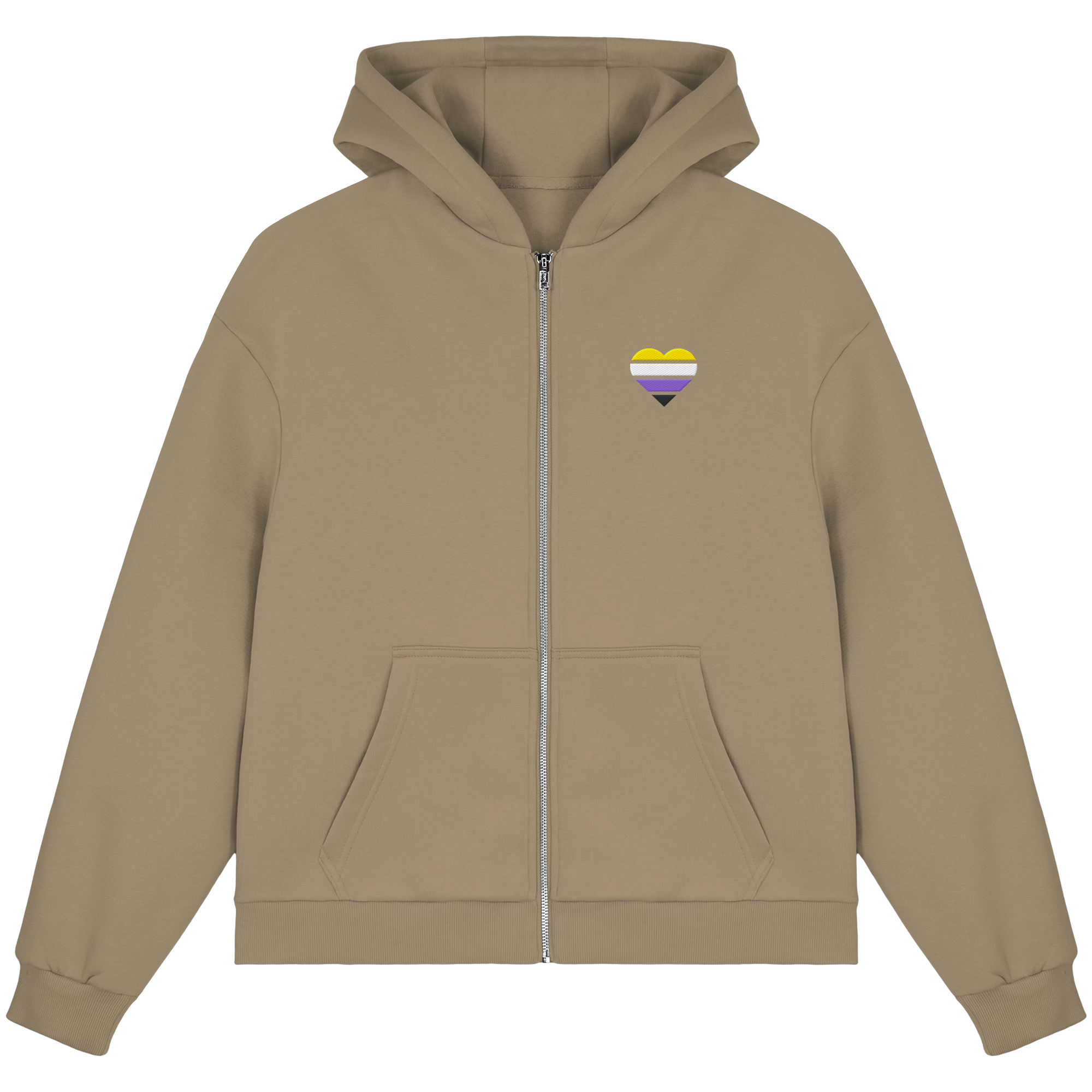 Fluffy Boxcut Zipper - Nonbinary Flag Herz Stick