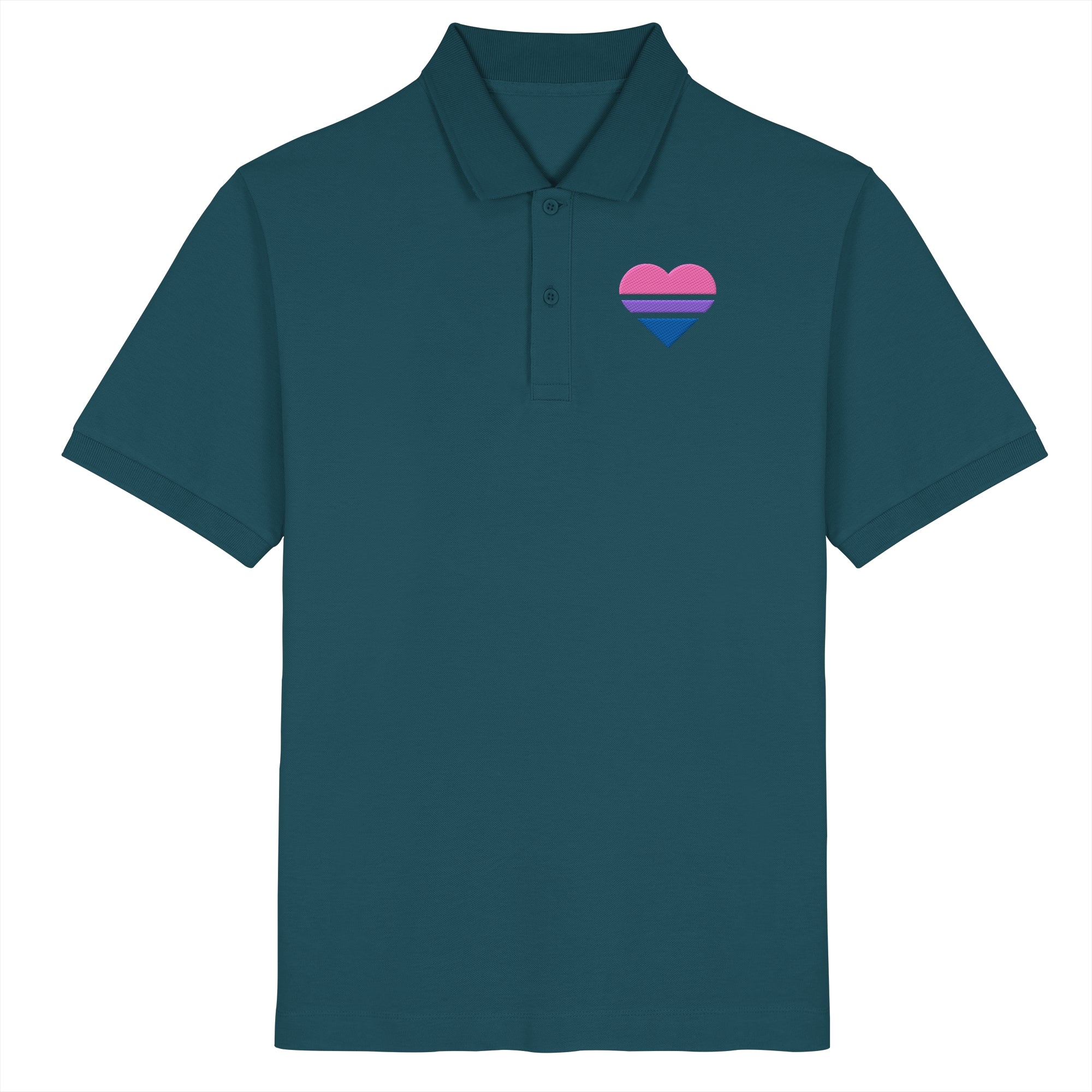 Organic Poloshirt - Bisexual Flag Herz Stick