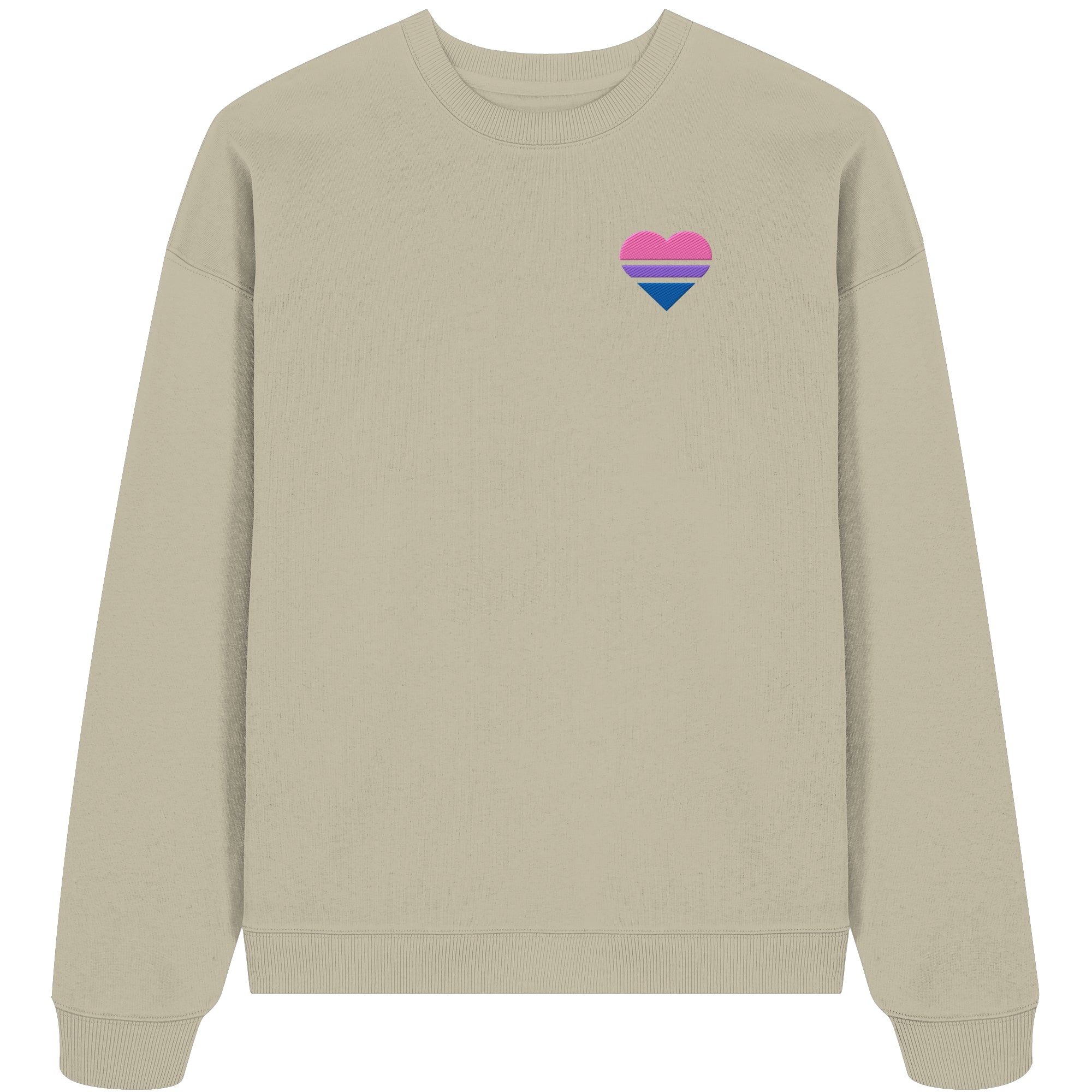 Organic Oversize Sweatshirt - Bisexual Flag Herz Stick