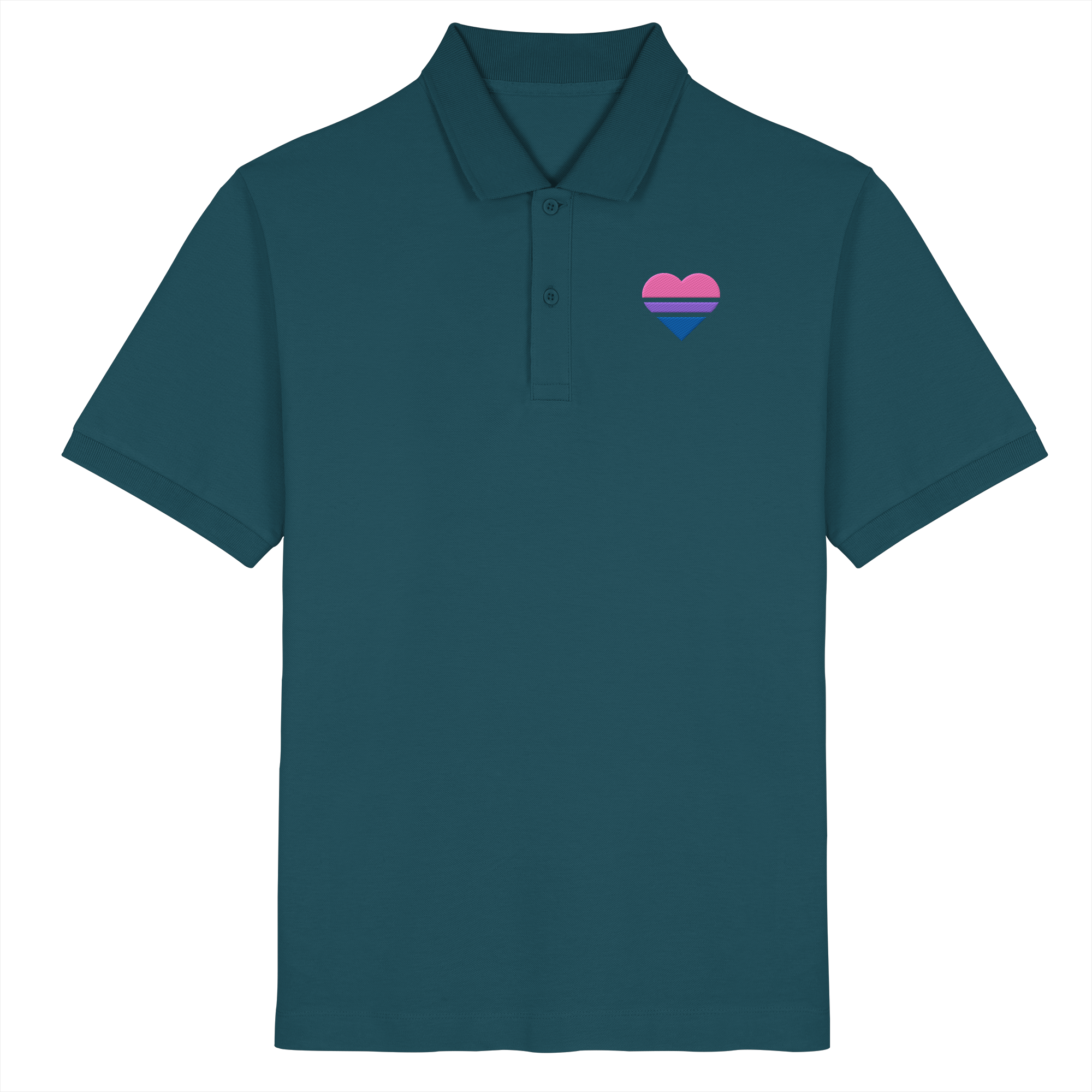 Organic Poloshirt - Bisexual Flag Herz Stick