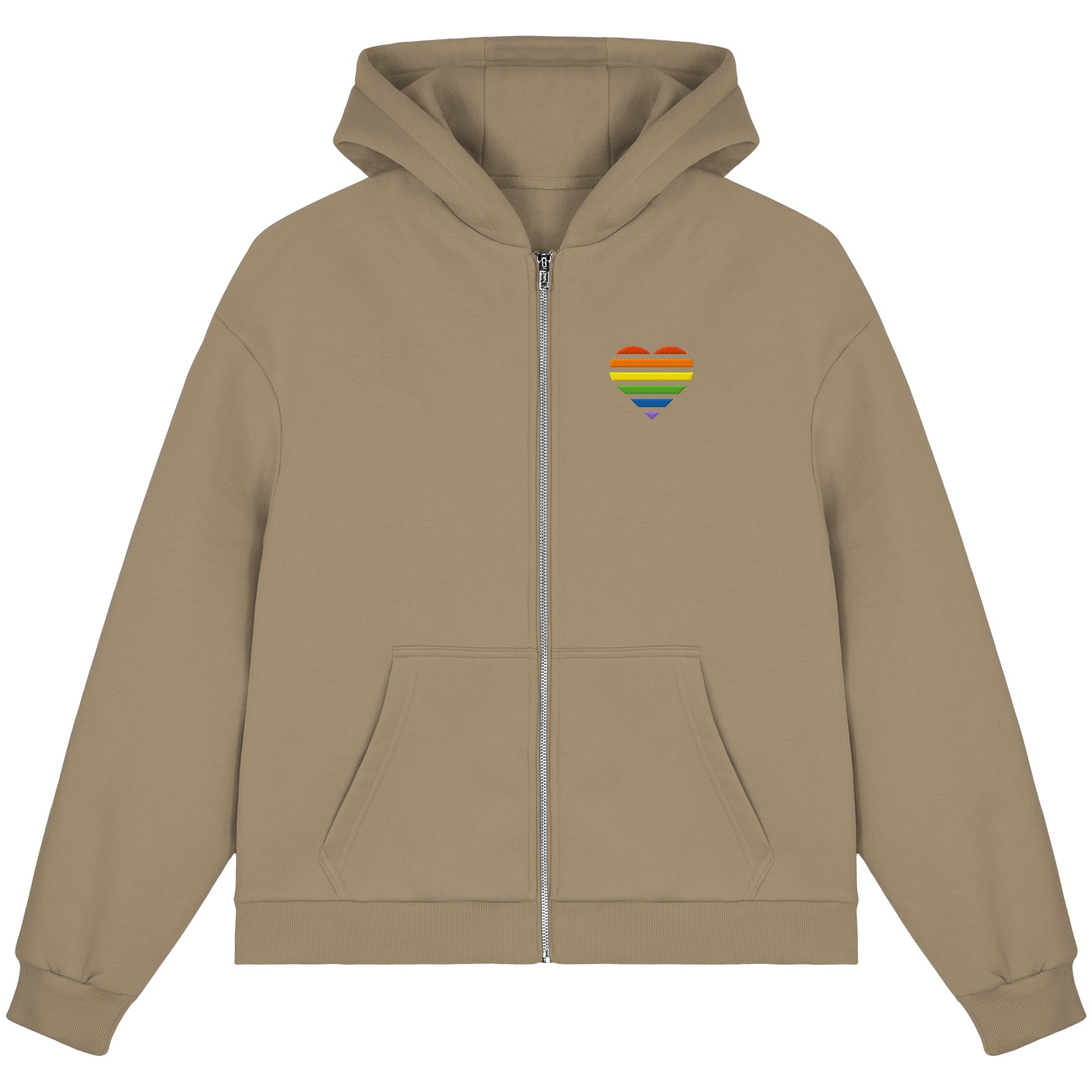 Fluffy Boxcut Zipper - Pride Flag Herz Stick