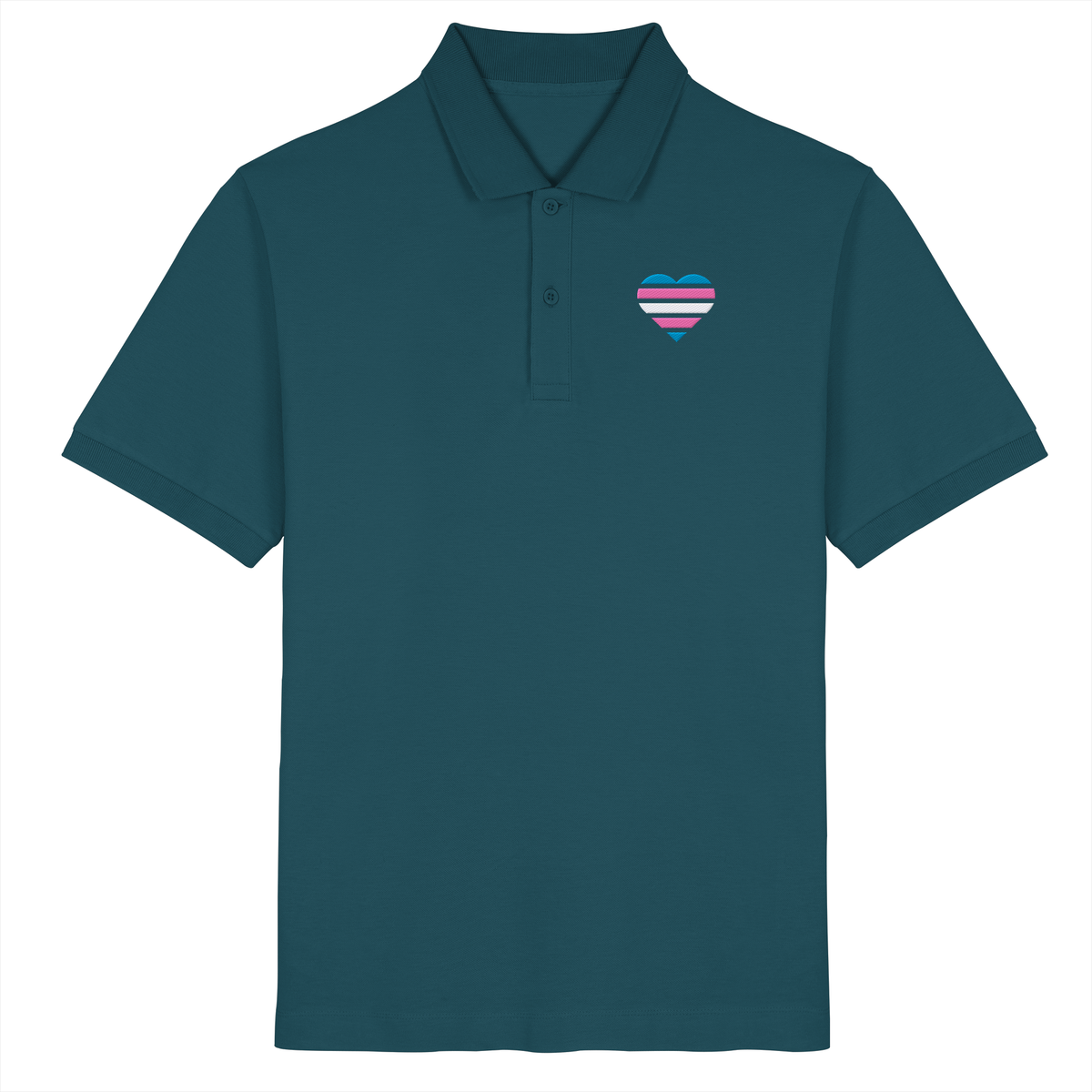 Organic Poloshirt mit Herz Stick - Trans