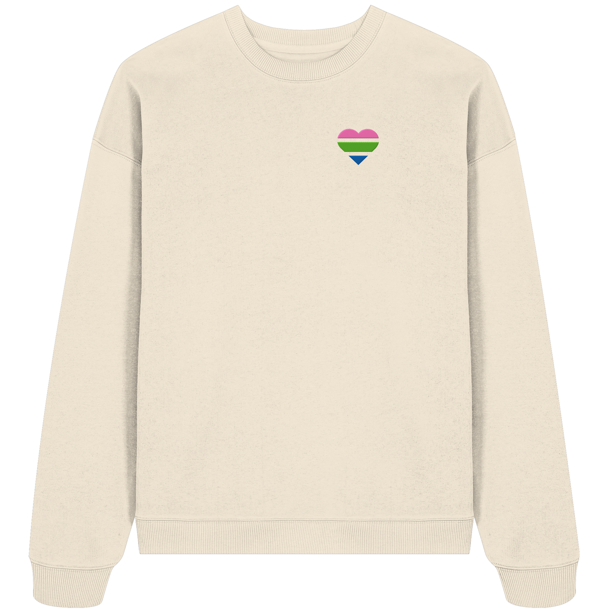 Organic Oversize Sweatshirt mit Herz Stick - Polysexual