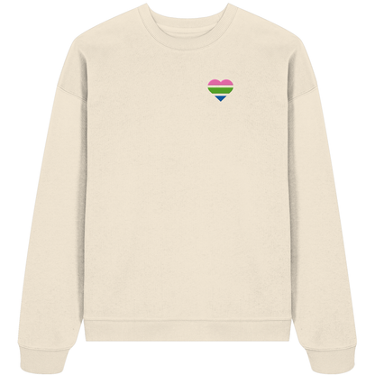 Organic Oversize Sweatshirt mit Herz Stick - Polysexual