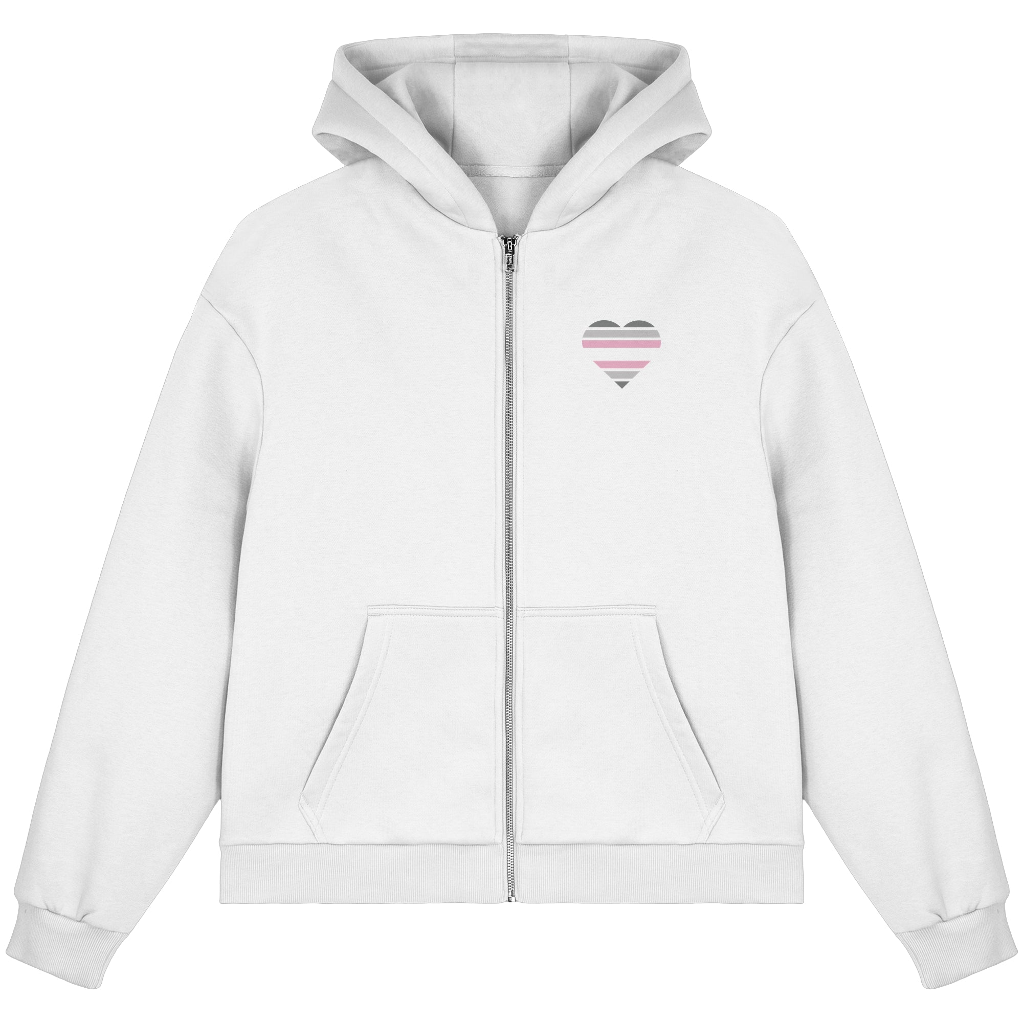 Fluffy Boxcut Zipper - Demigirl Flag Herz Print