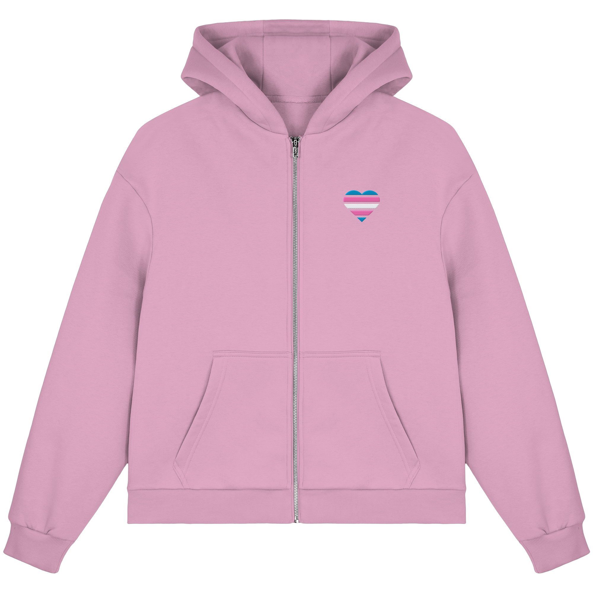Fluffy Boxcut Zipper - Trans Flag Herz Stick