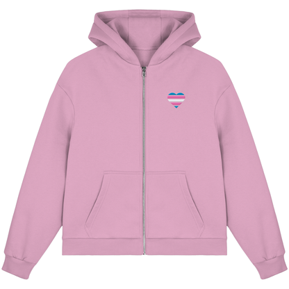 Fluffy Boxcut Zipper mit Herz Stick - Trans